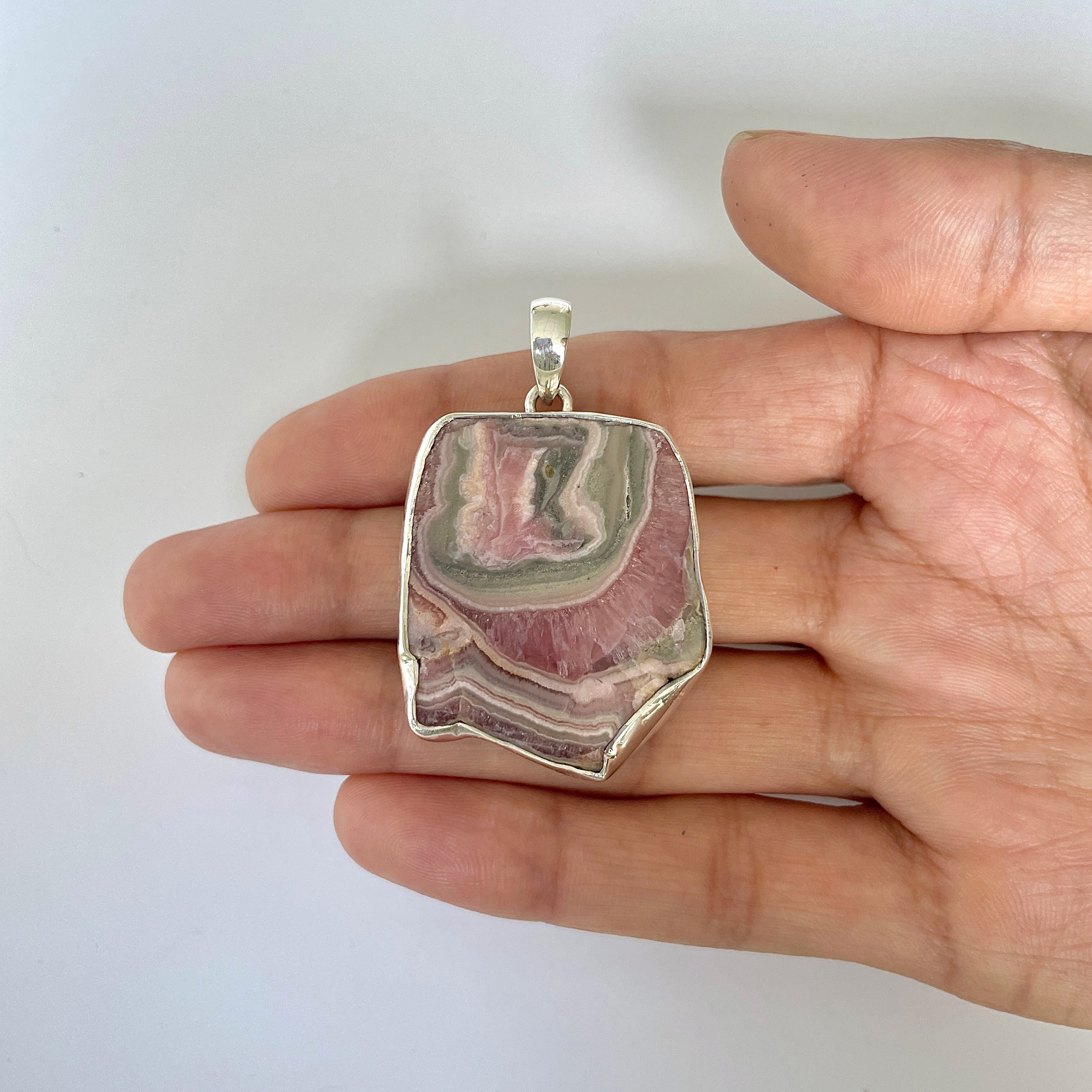 Rhodochrosite Slice Pendant-(RDC-1-21)