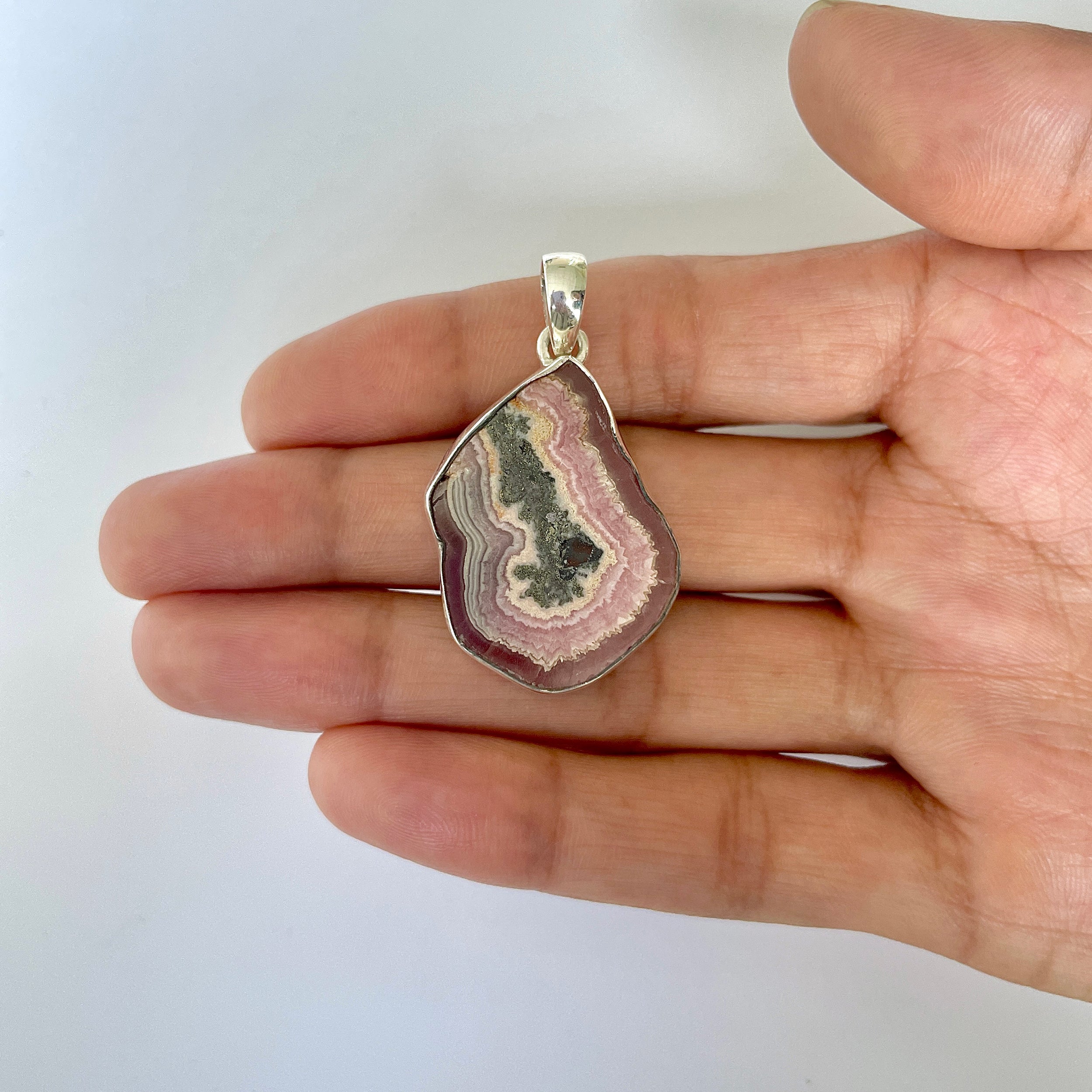 Rhodochrosite Slice Pendant-(RDC-1-30)
