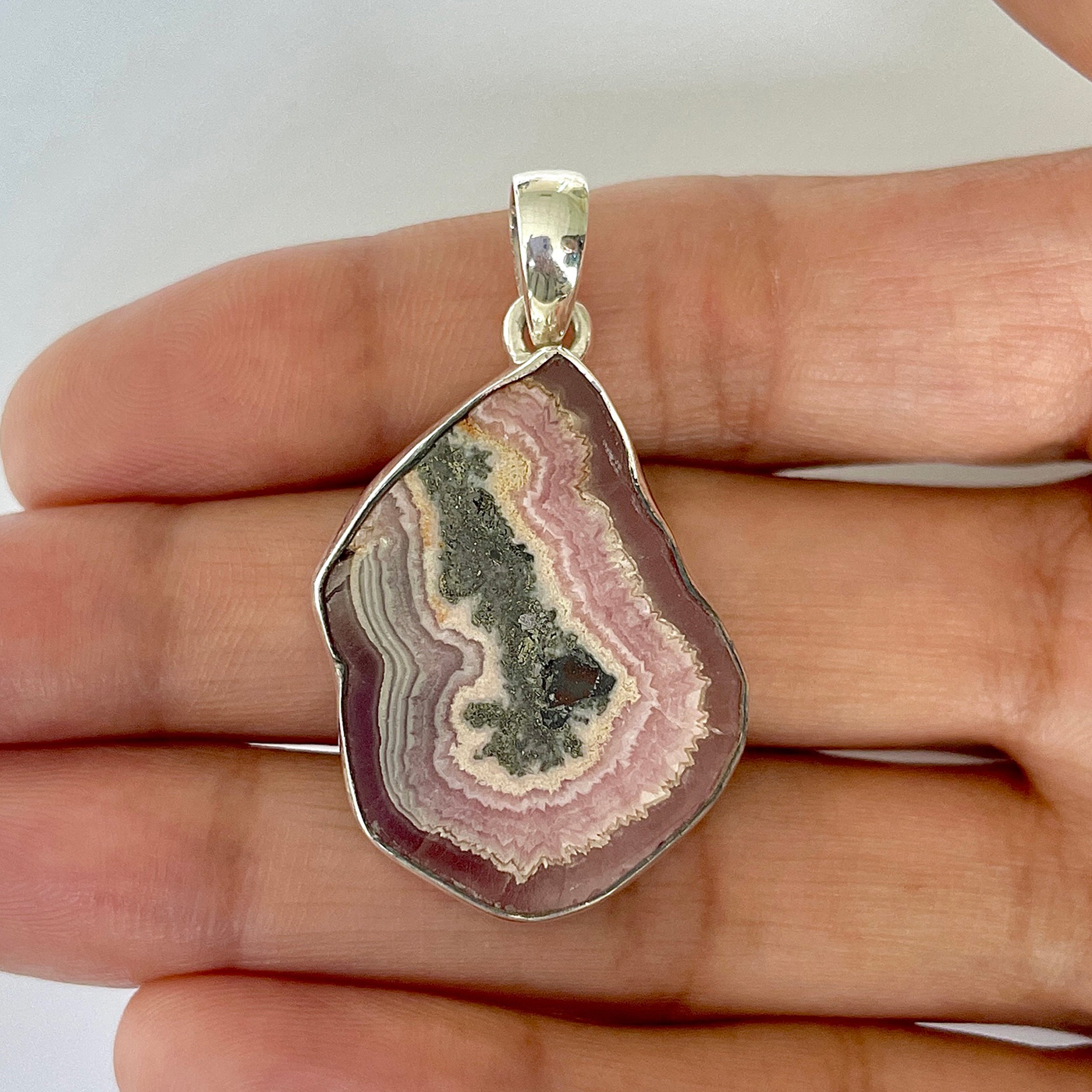 Rhodochrosite Slice Pendant-(RDC-1-30)