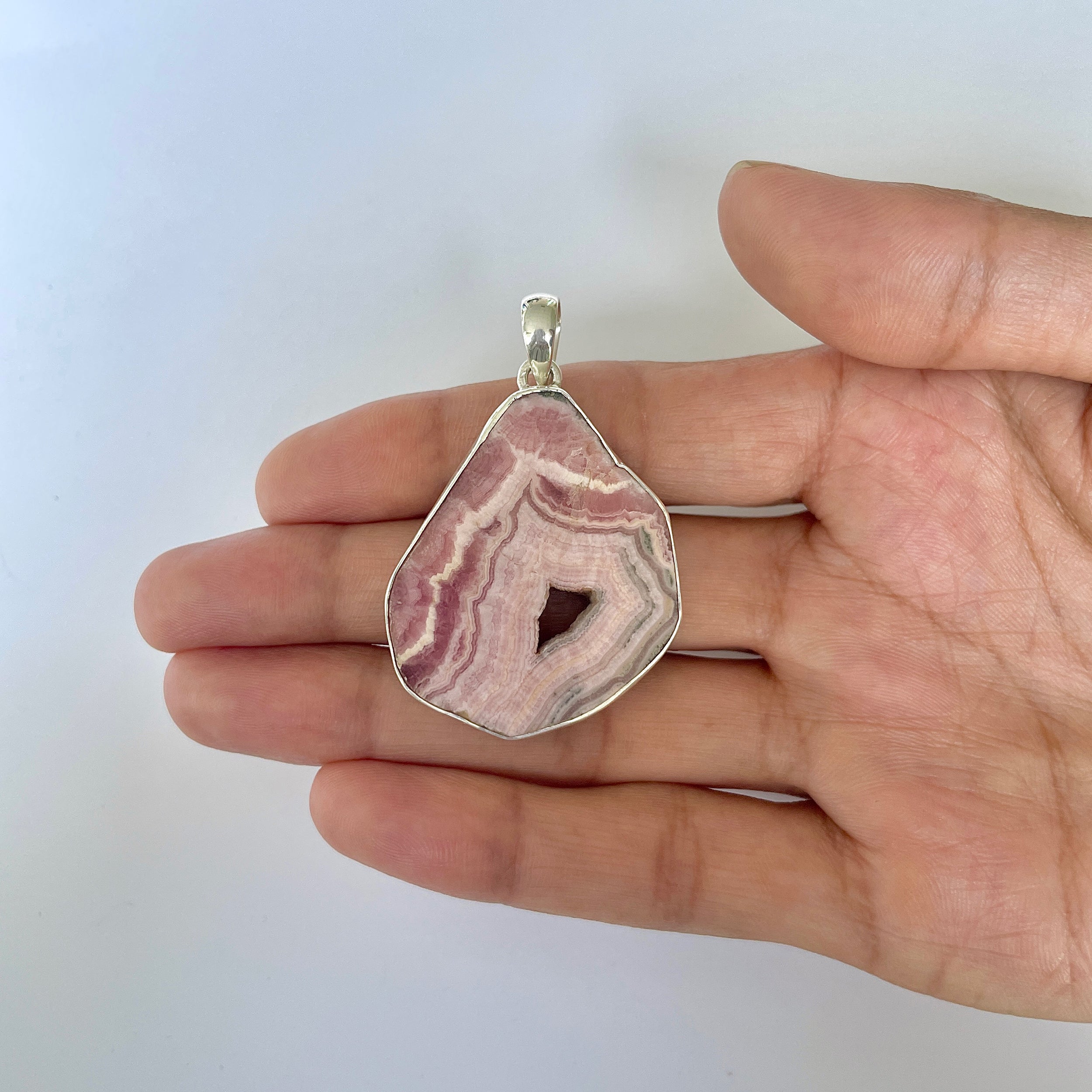 Rhodochrosite Slice Pendant-(RDC-1-31)