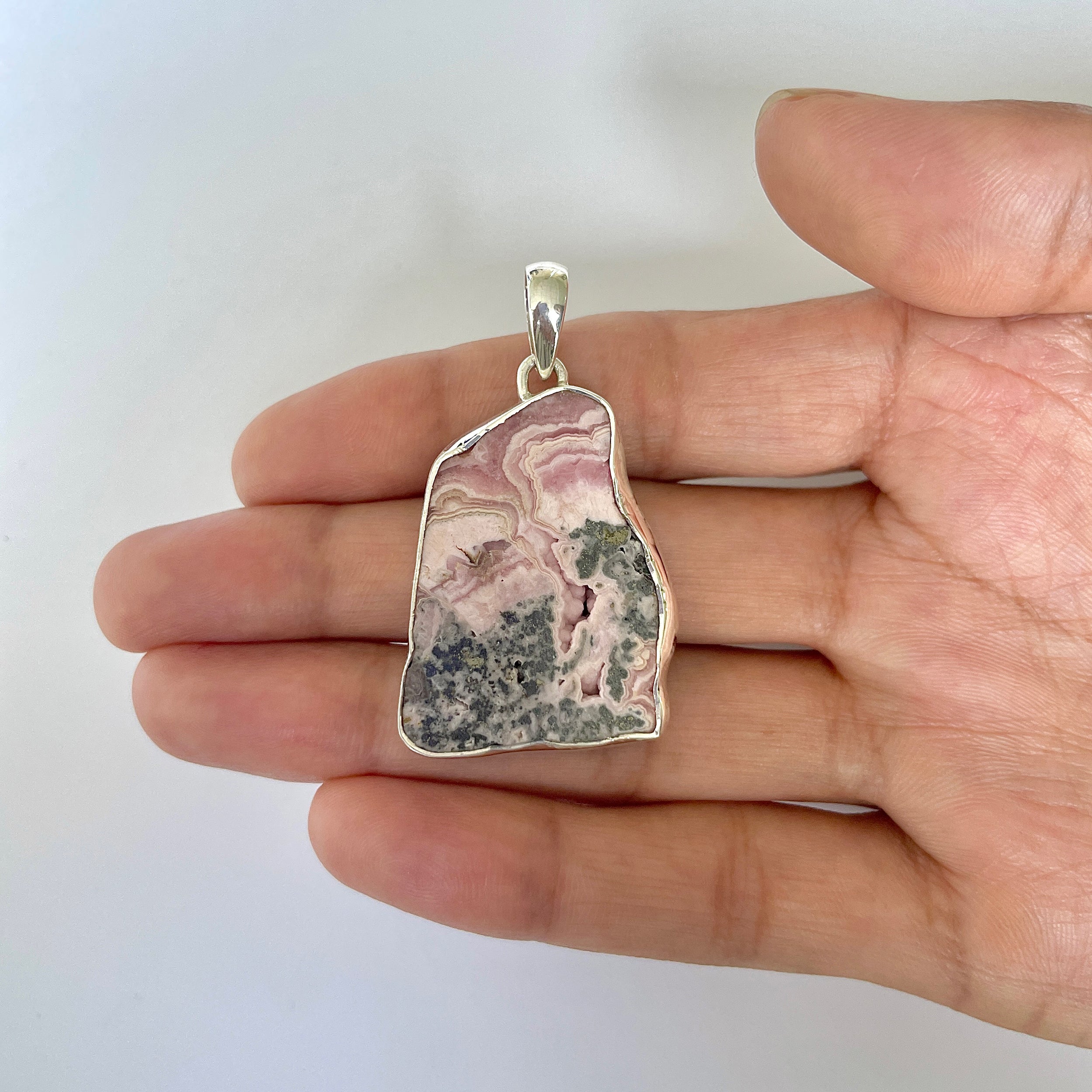 Rhodochrosite Slice Pendant-(RDC-1-35)