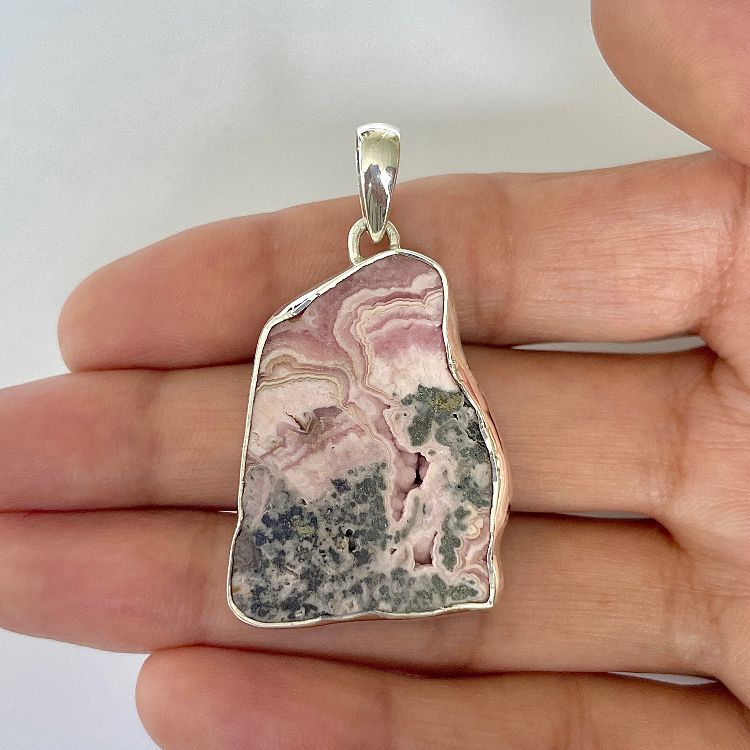 Rhodochrosite Slice Pendant-(RDC-1-35)