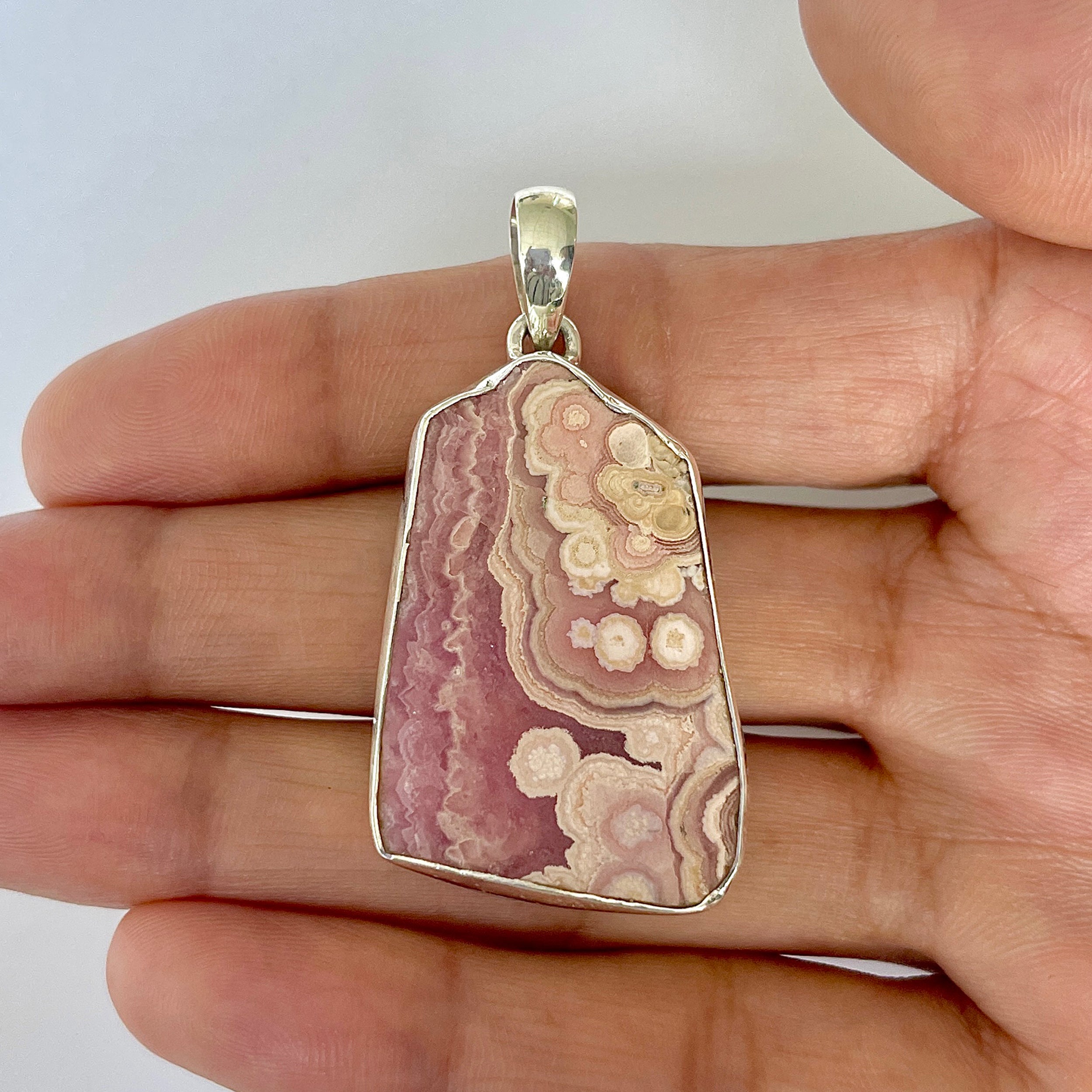 Rhodochrosite Slice Pendant-(RDC-1-36)