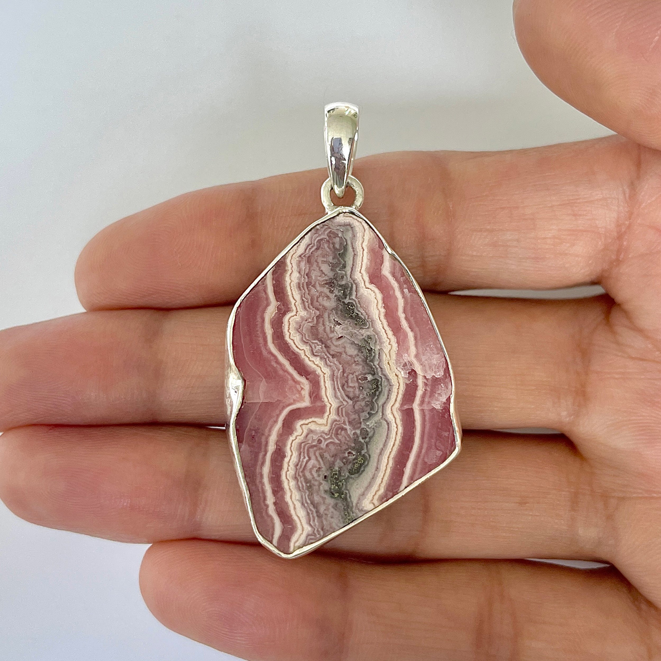 Rhodochrosite Slice Pendant-(RDC-1-39)