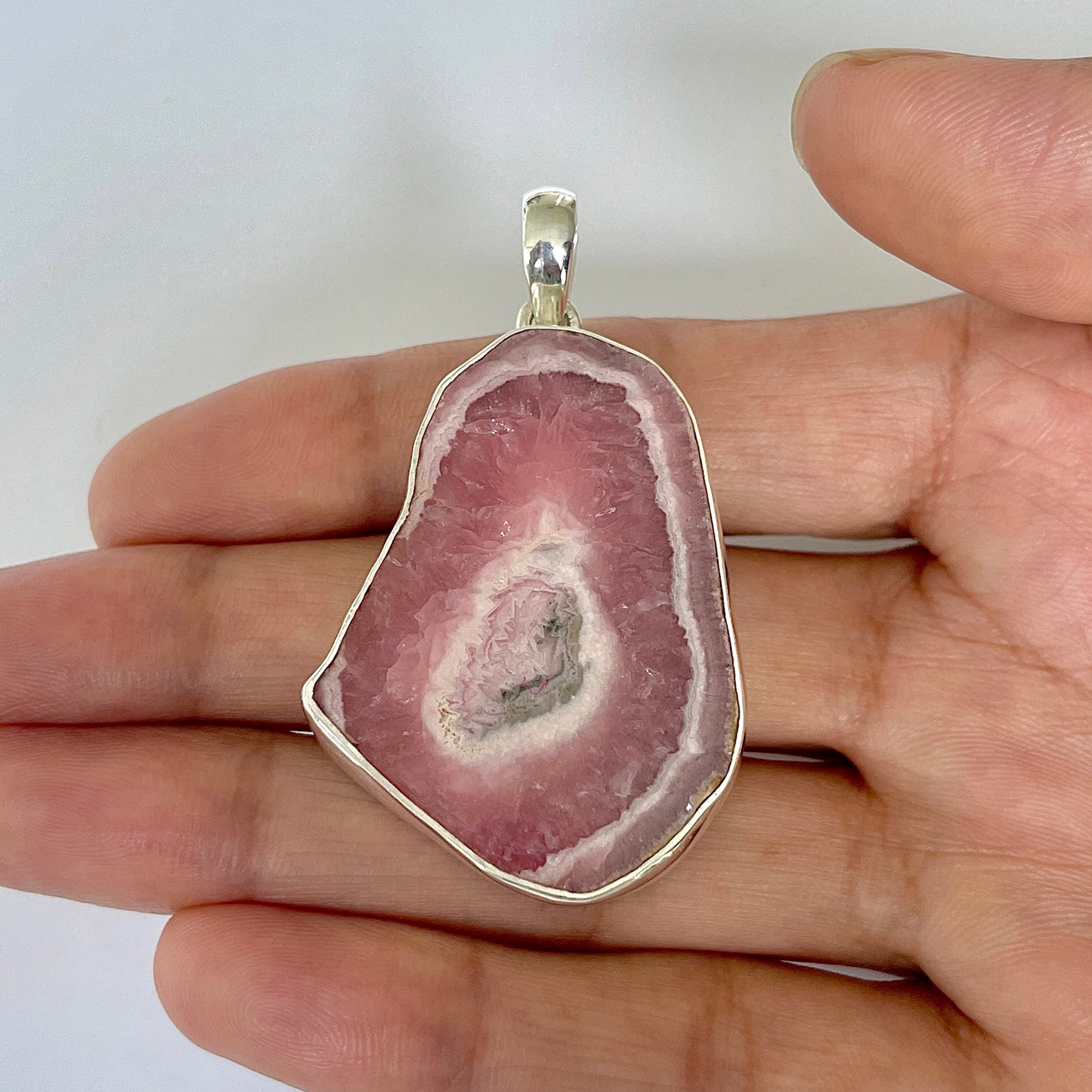 Rhodochrosite Slice Pendant-(RDC-1-41)