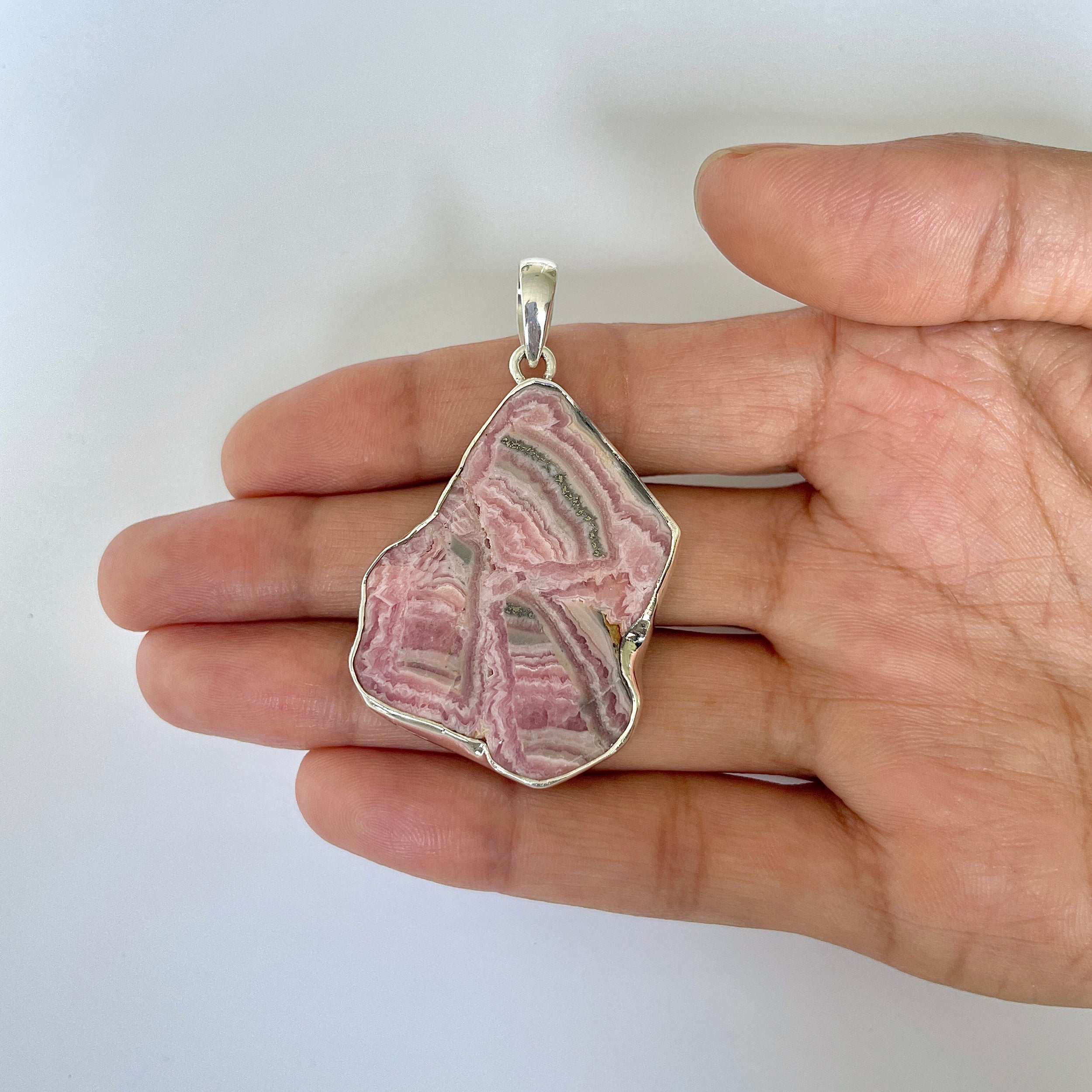 Rhodochrosite Slice Pendant-(RDC-1-44)