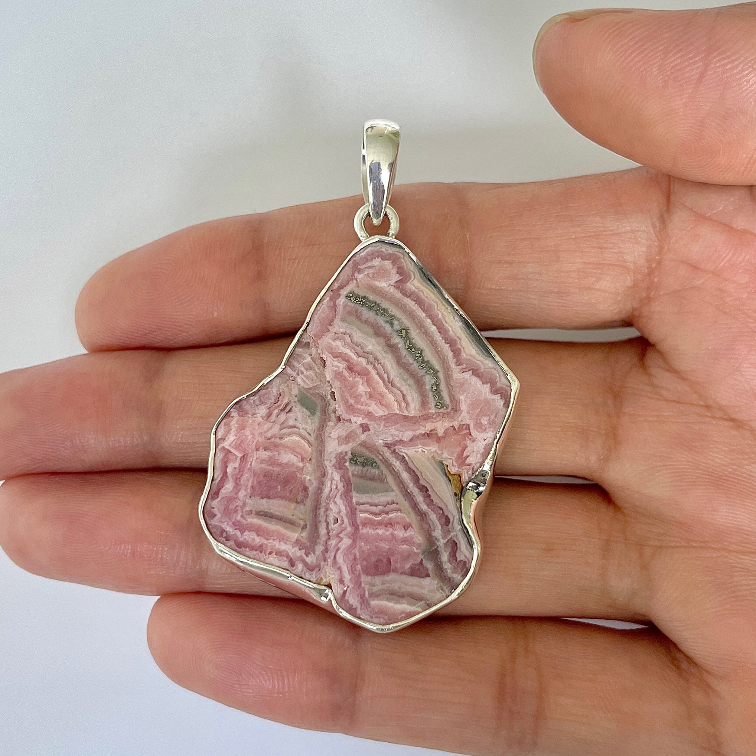 Rhodochrosite Slice Pendant-(RDC-1-44)