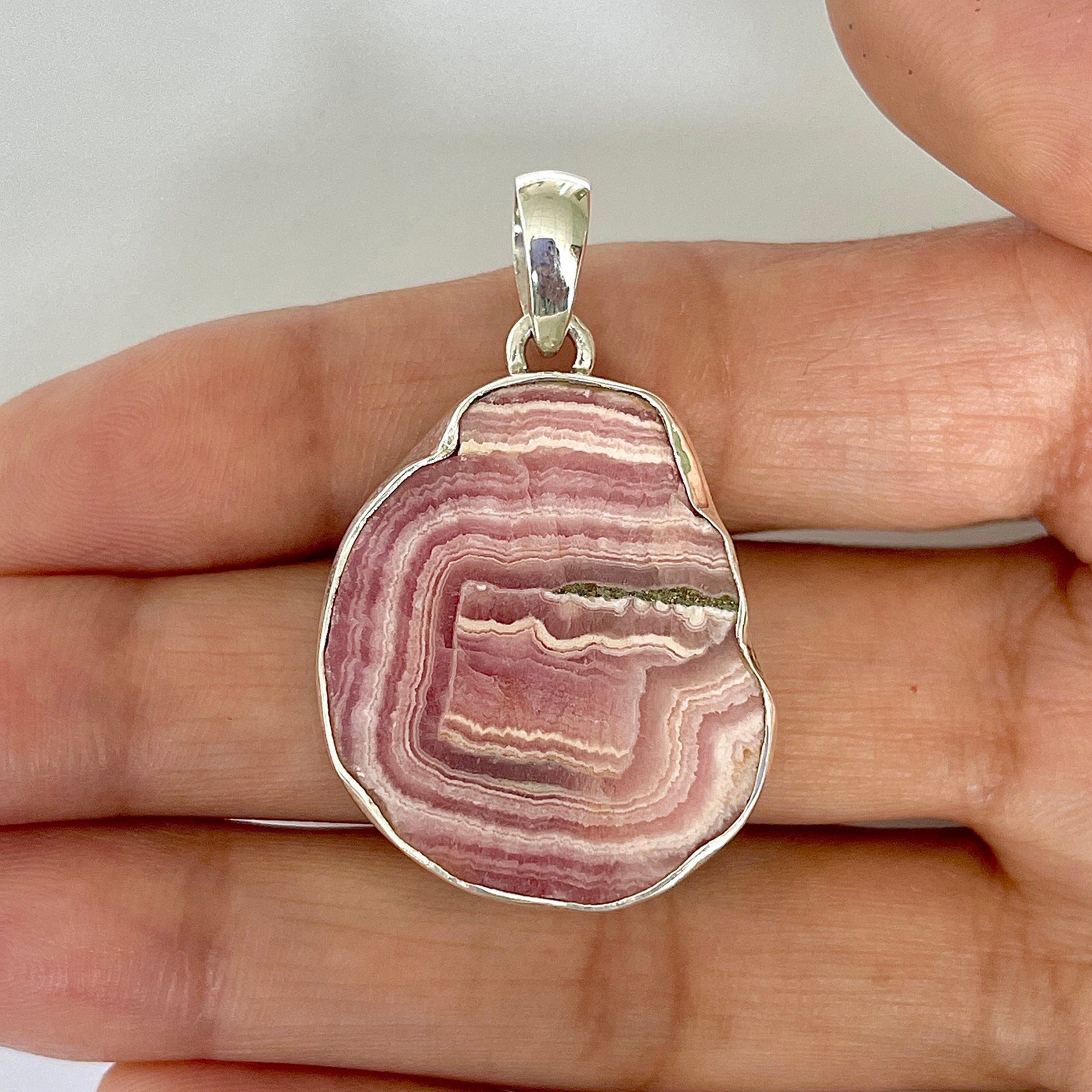 Rhodochrosite Slice Pendant-(RDC-1-7)