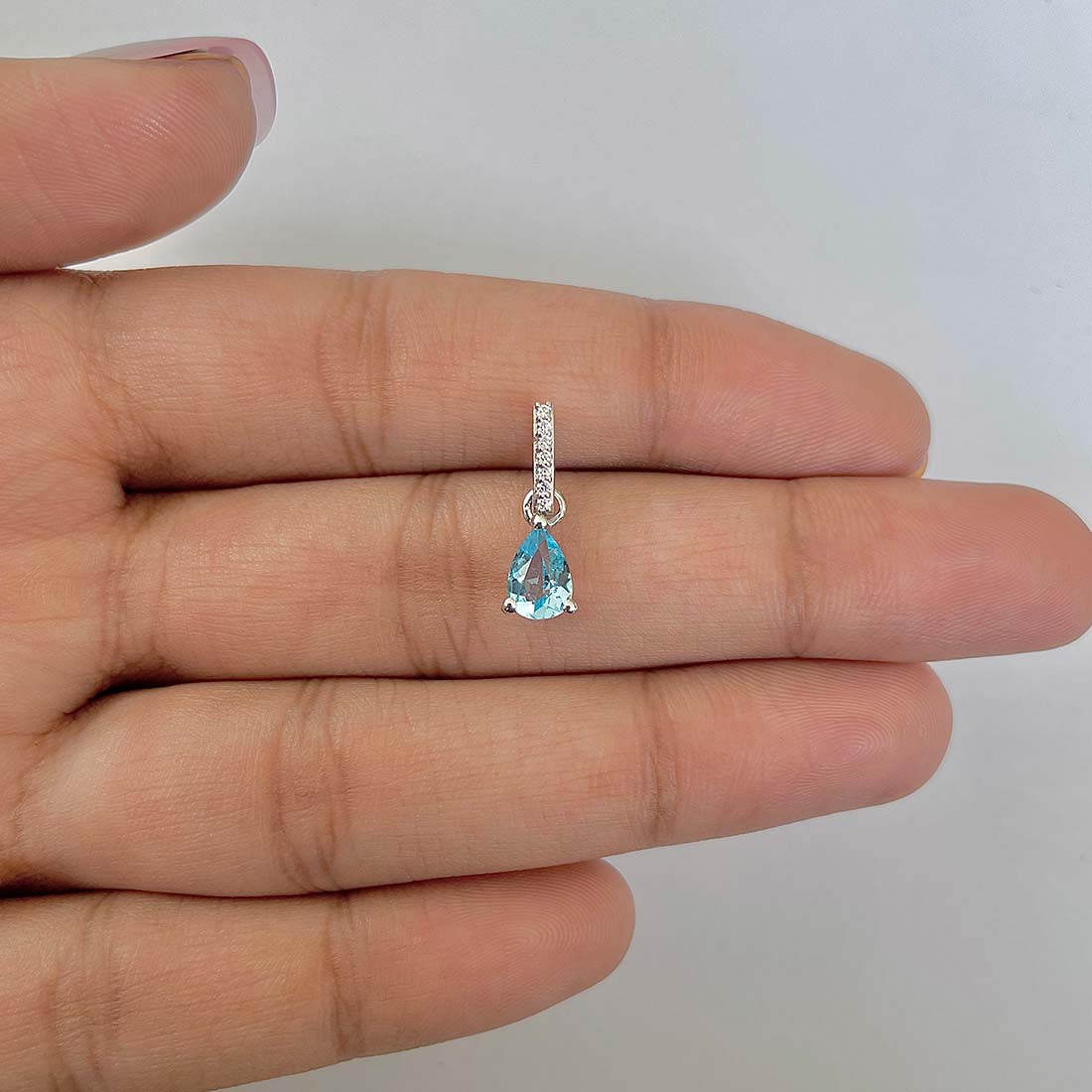 Swiss Blue Topaz Pendant-(SBTZ-RDP-1165)