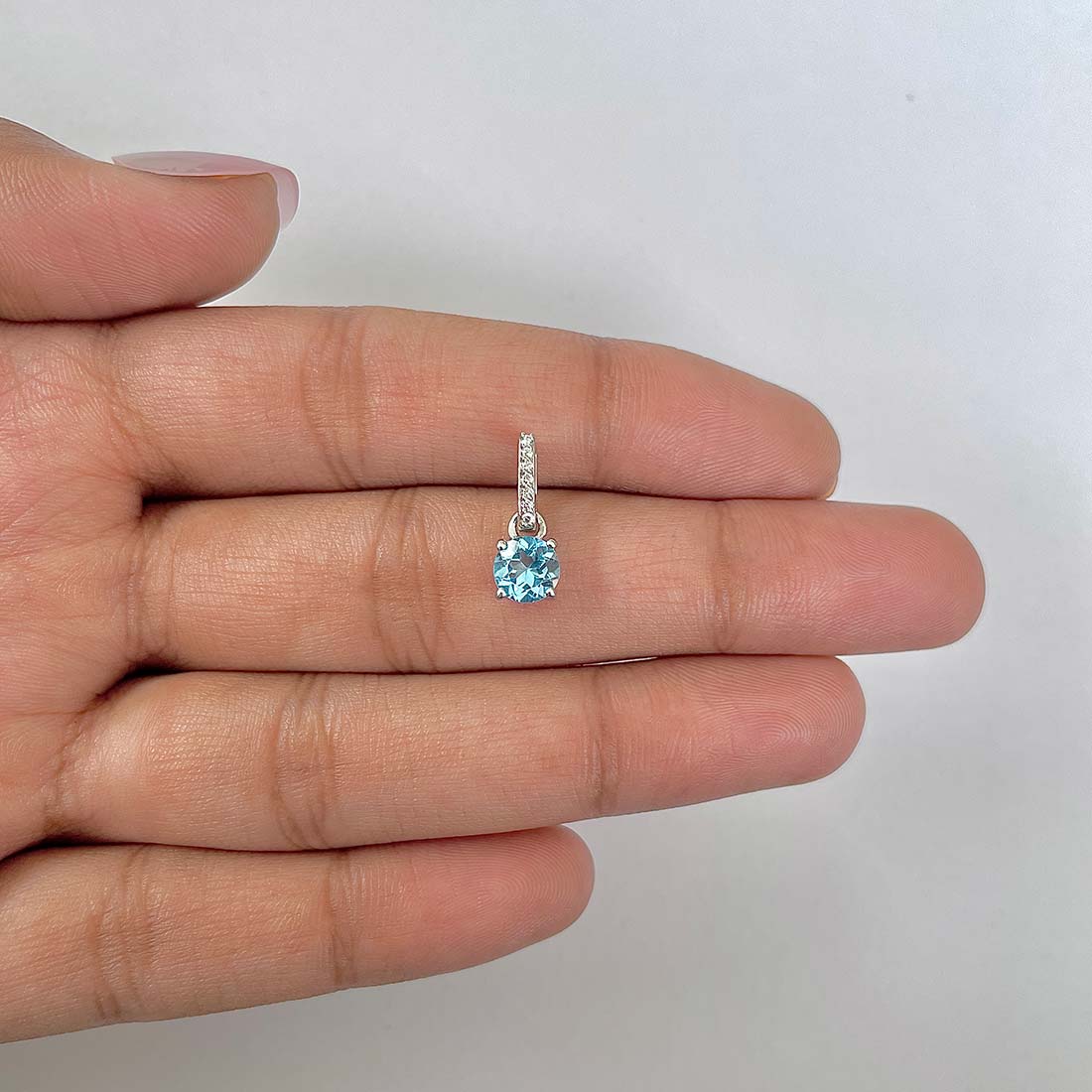Swiss Blue Topaz Pendant-(SBTZ-RDP-549)