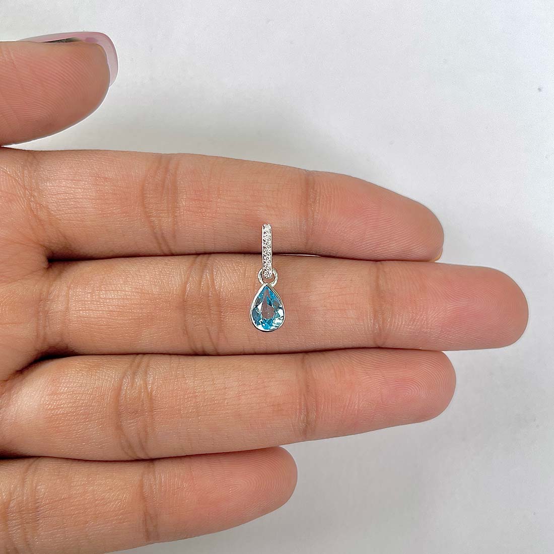 Swiss Blue Topaz Pendant-(SBTZ-RDP-779)