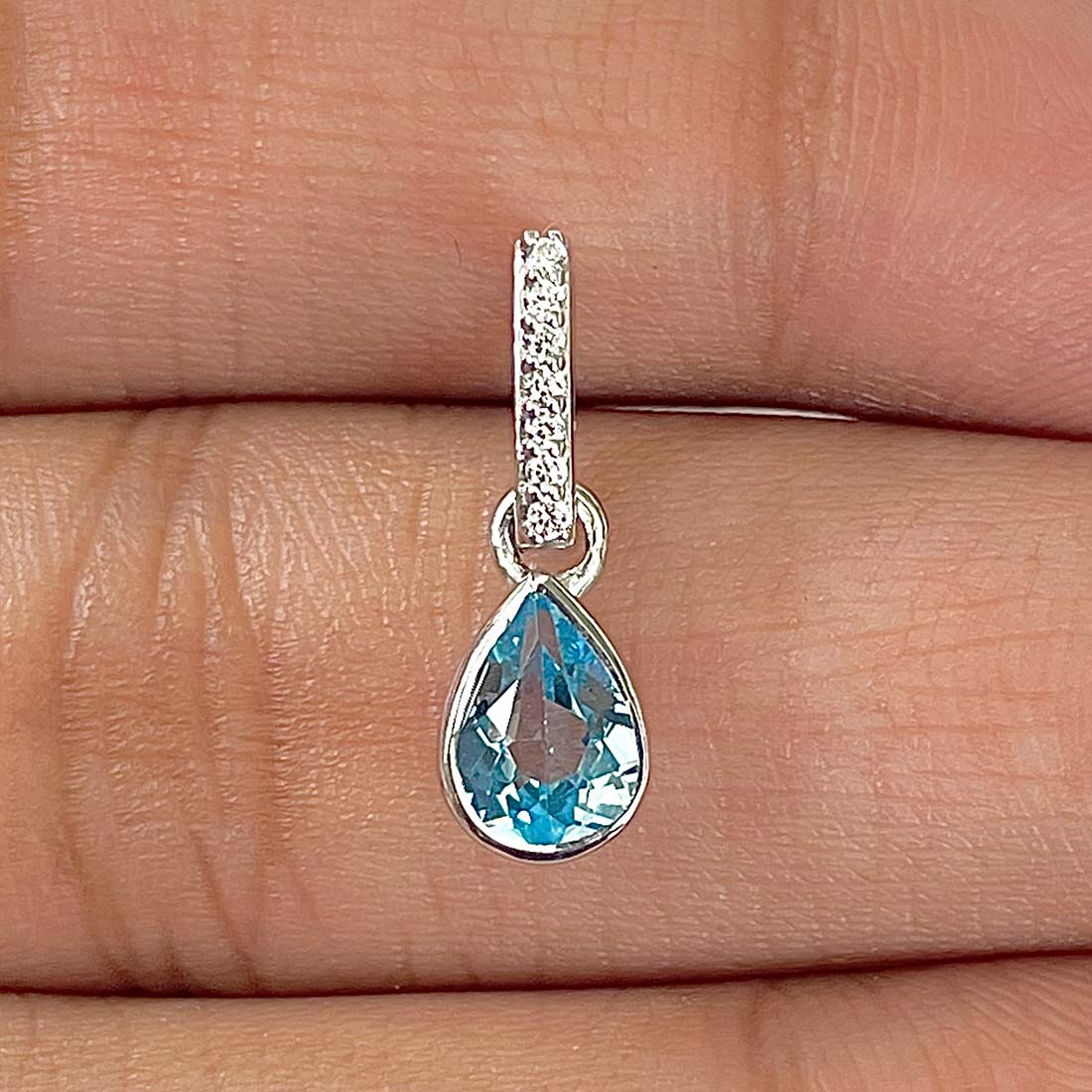 Swiss Blue Topaz Pendant-(SBTZ-RDP-779)
