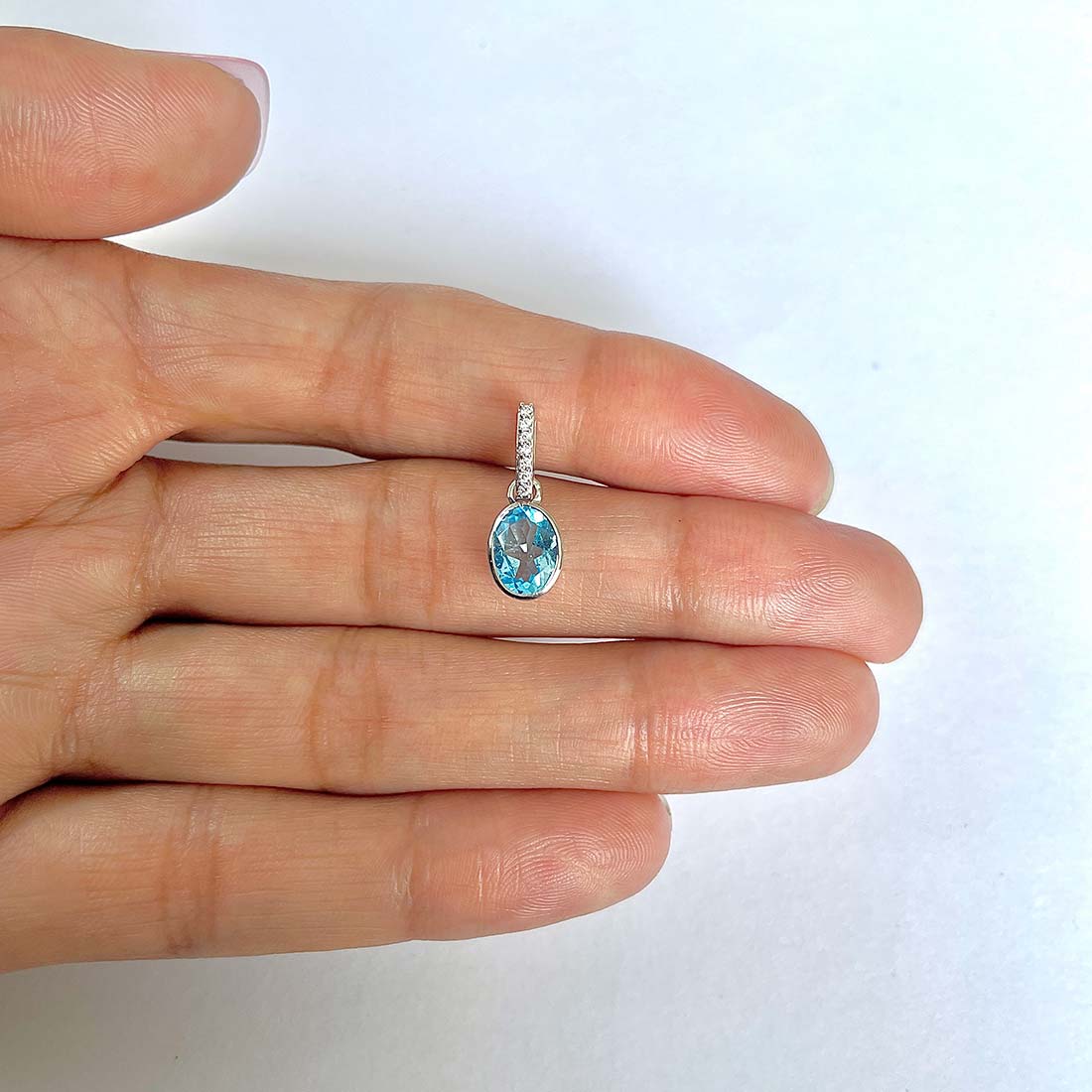 Swiss Blue Topaz Pendant-(SBTZ-RDP-792)