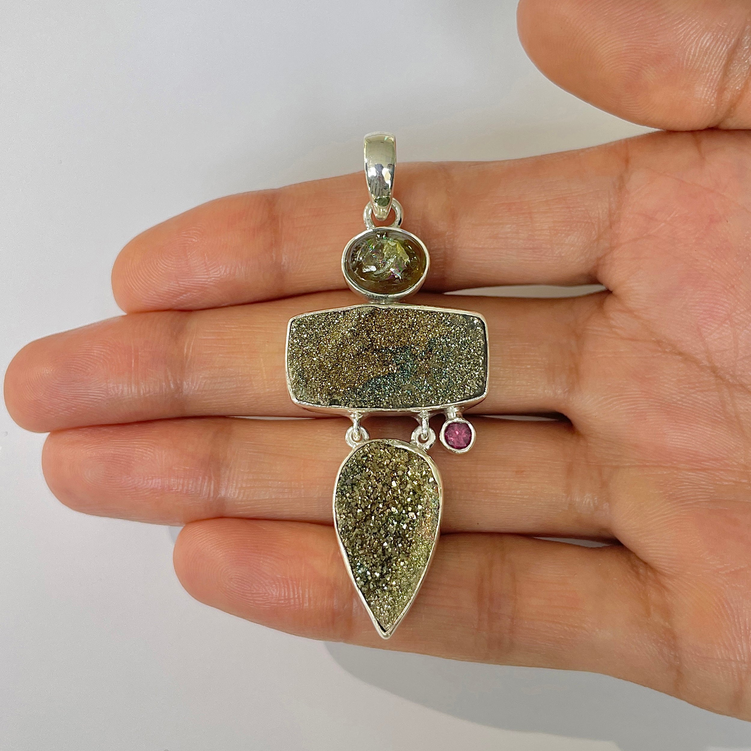Spectropyrite Druzy Pendant-(SPD-1-1)