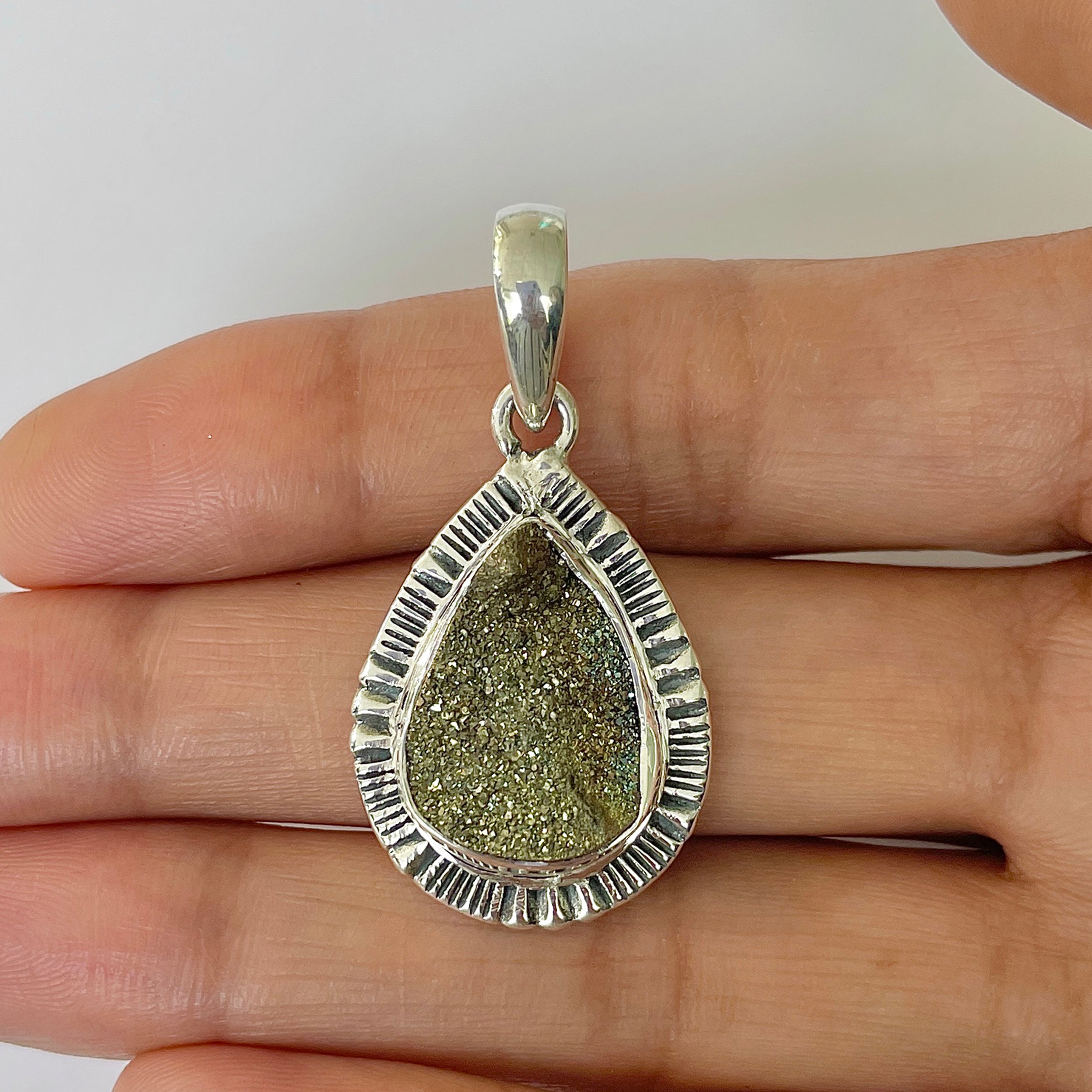 Spectropyrite Druzy Pendant-(SPD-1-14)