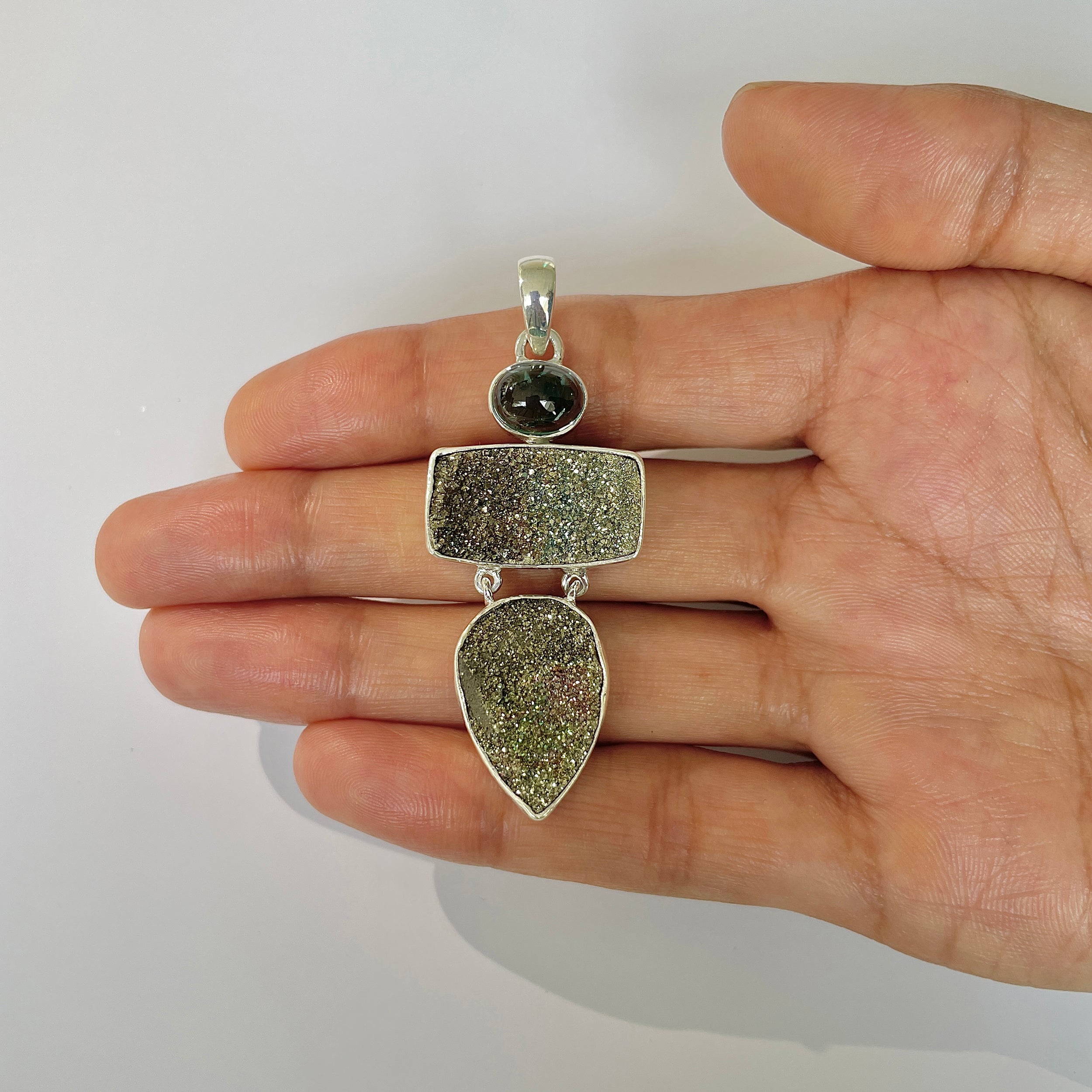 Spectropyrite Druzy Pendant-(SPD-1-17)