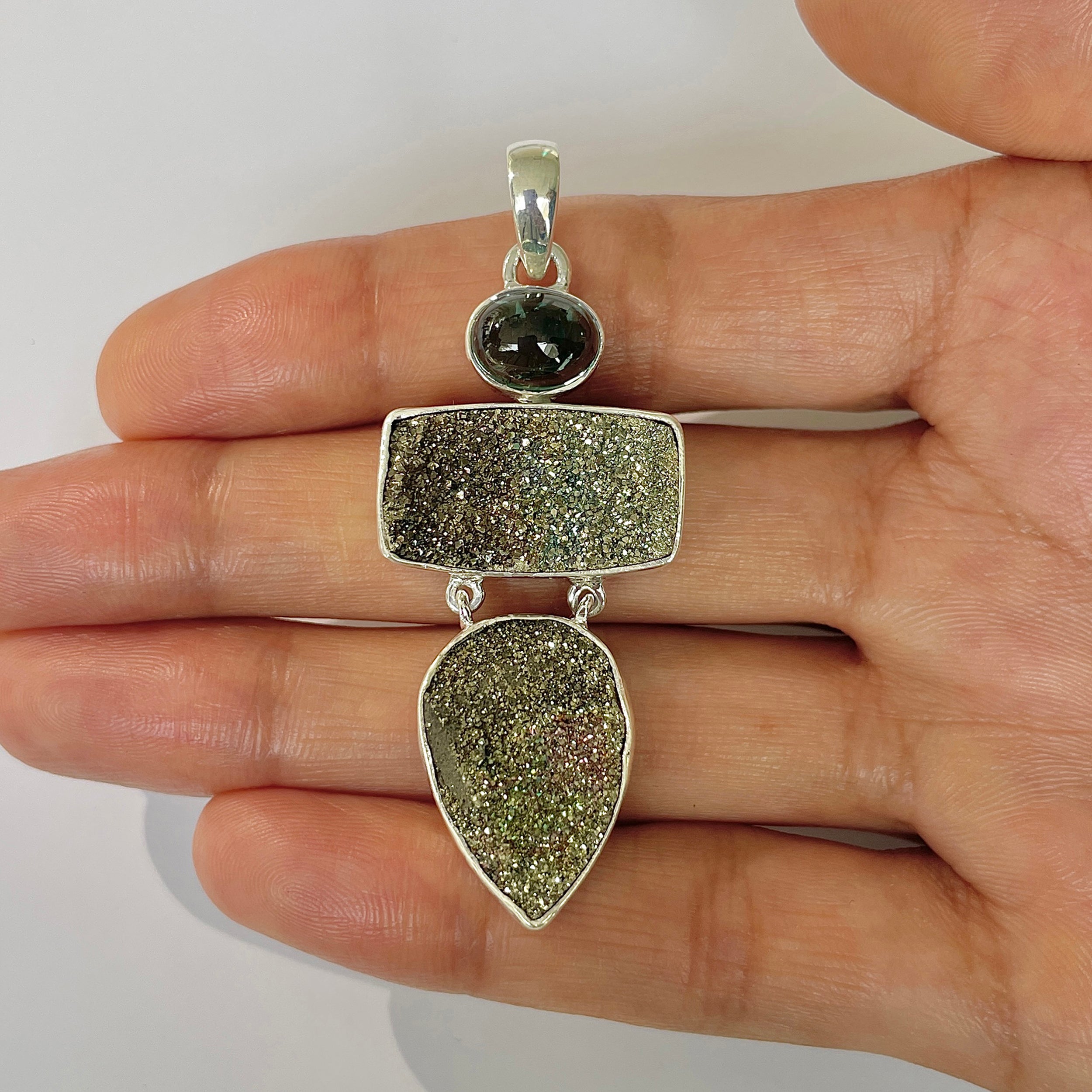 Spectropyrite Druzy Pendant-(SPD-1-17)