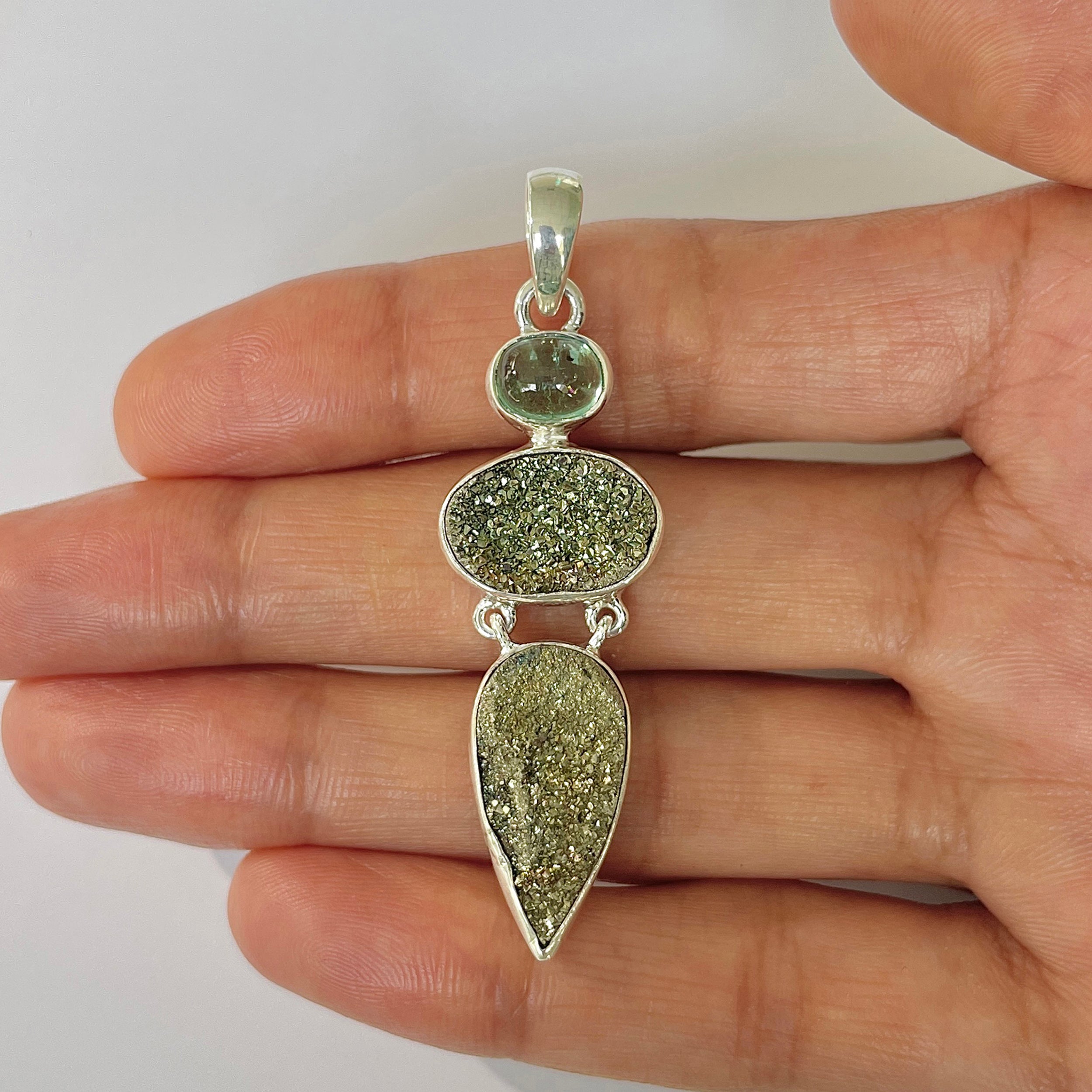 Spectropyrite Druzy Pendant-(SPD-1-18)