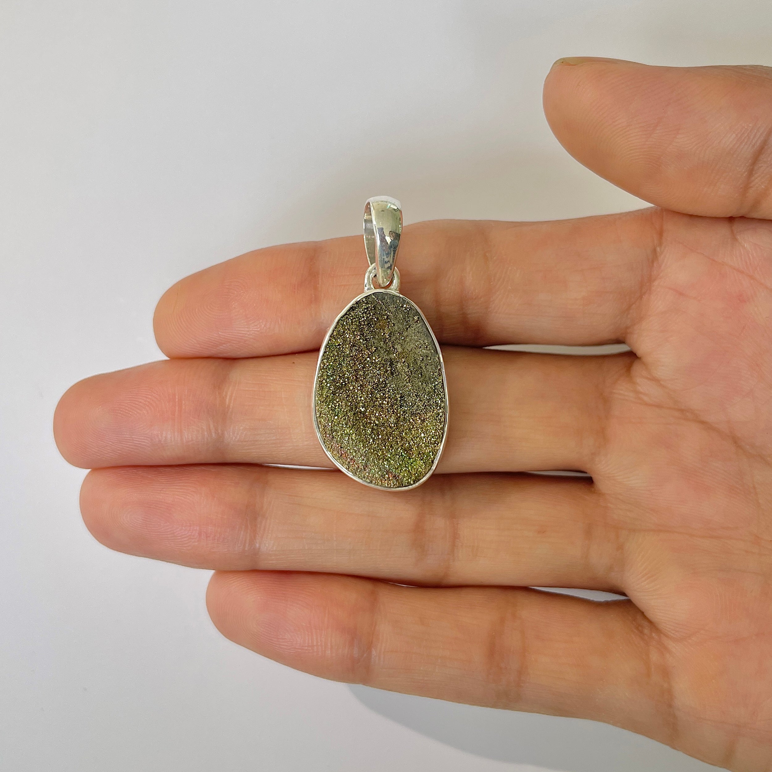 Spectropyrite Druzy Pendant-(SPD-1-2)