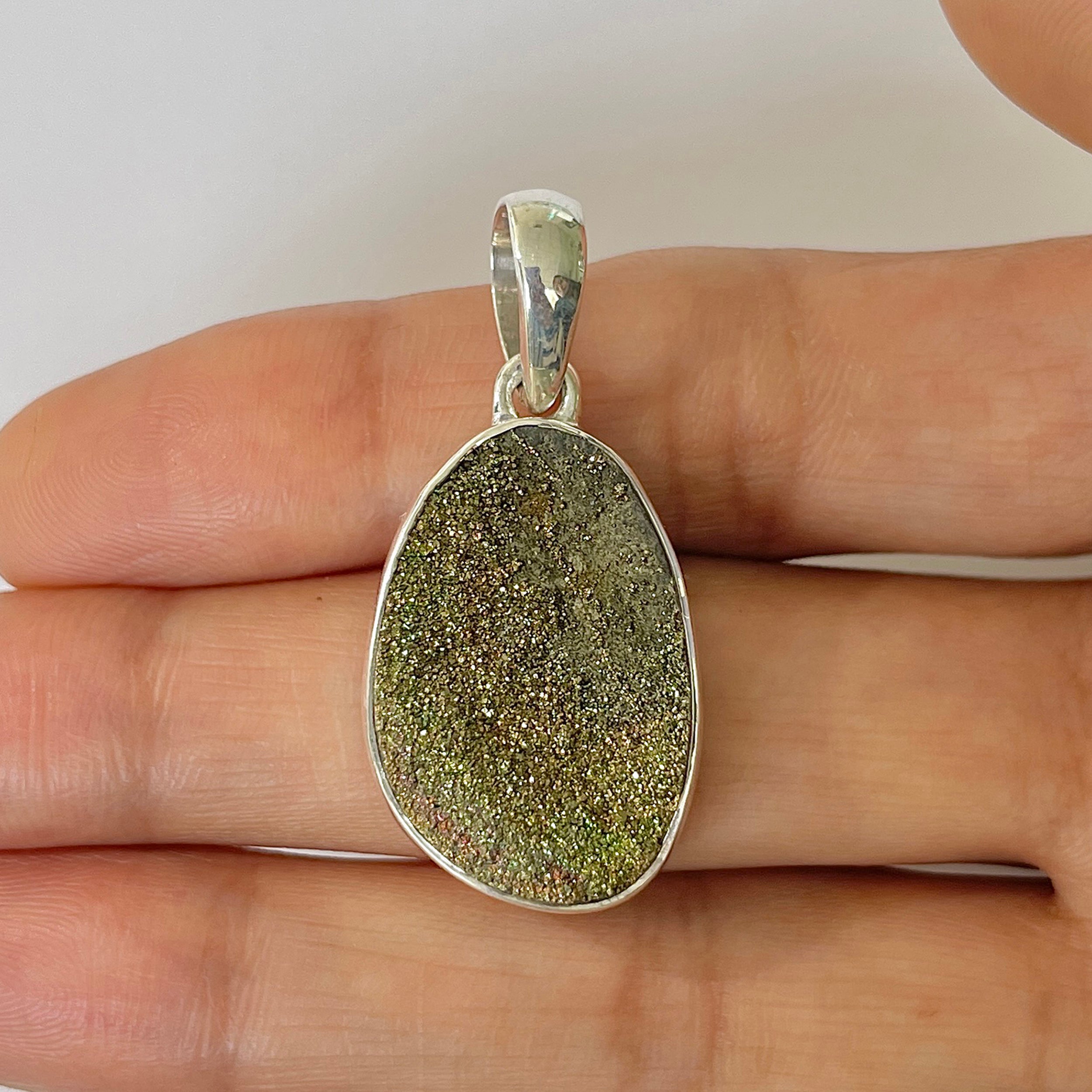 Spectropyrite Druzy Pendant-(SPD-1-2)