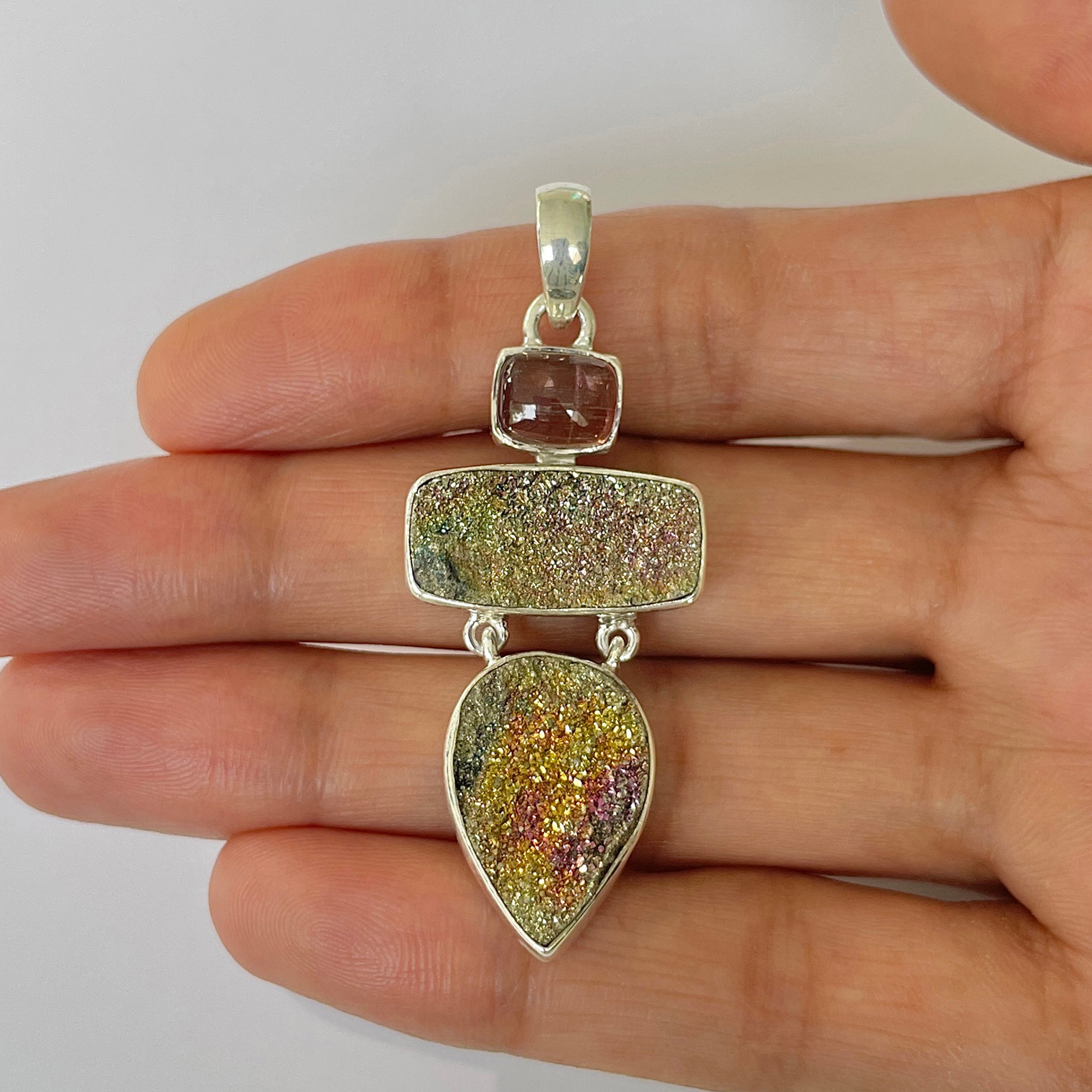 Spectropyrite Druzy Pendant-(SPD-1-22)