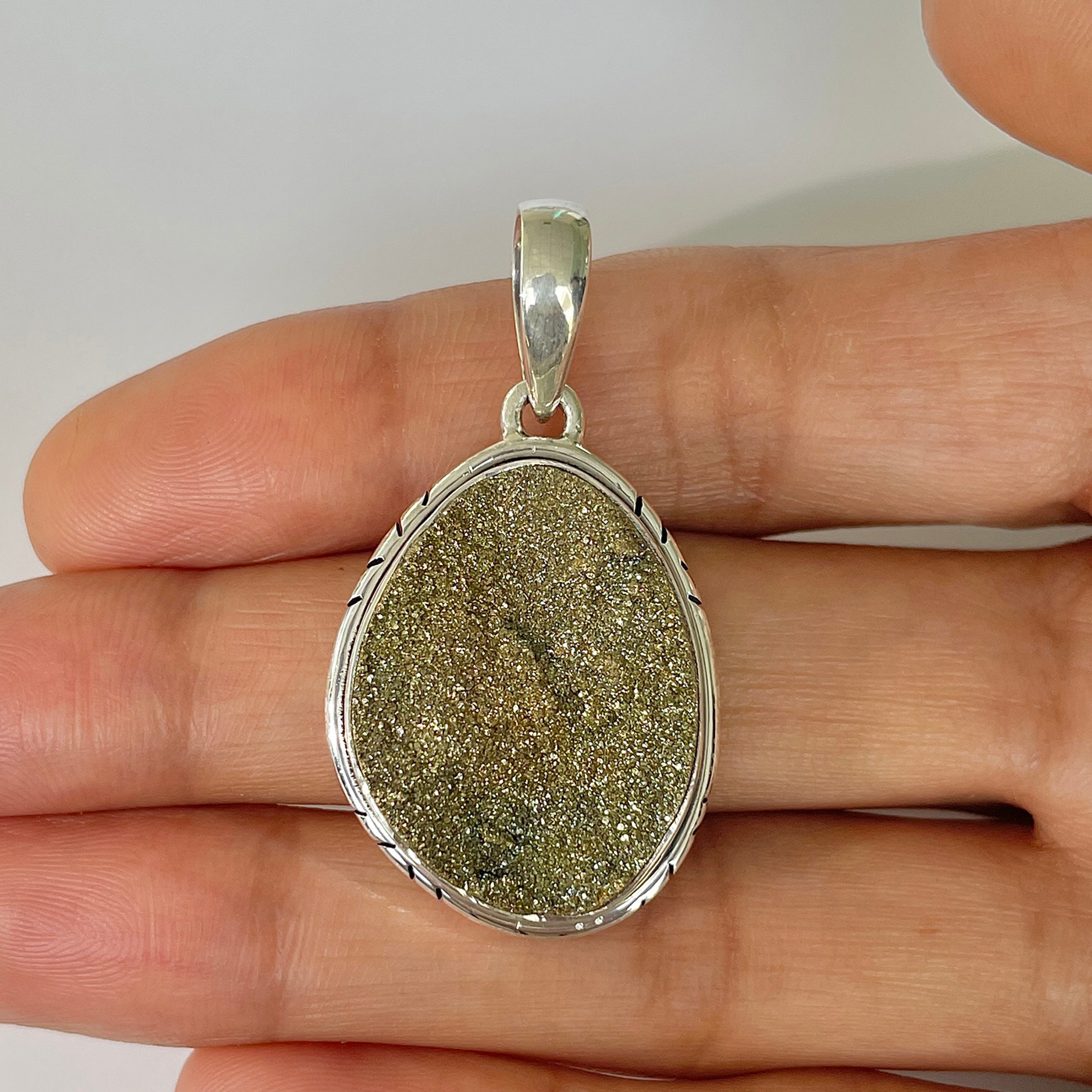 Spectropyrite Druzy Pendant-(SPD-1-23)