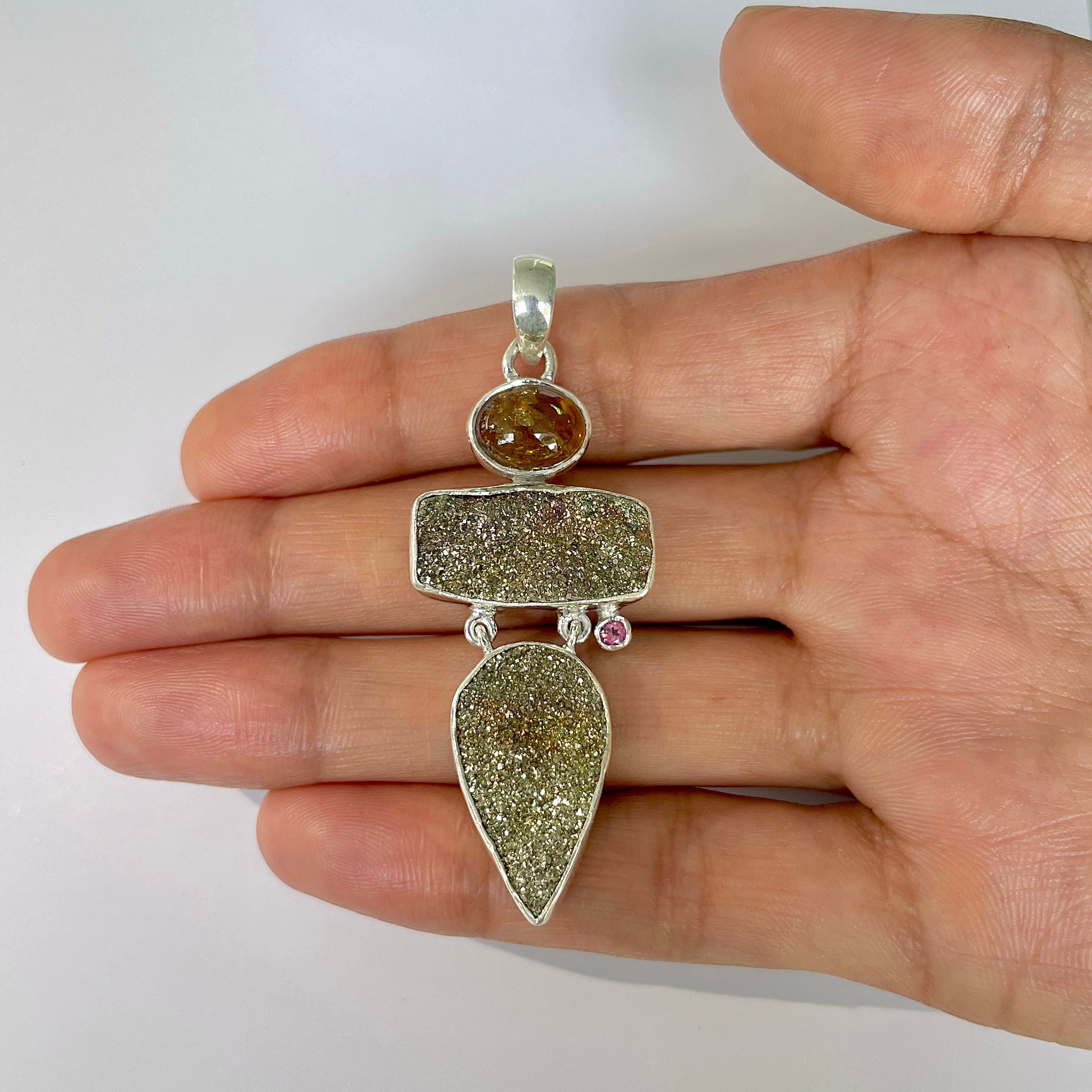 Spectropyrite Druzy Pendant-(SPD-1-27)