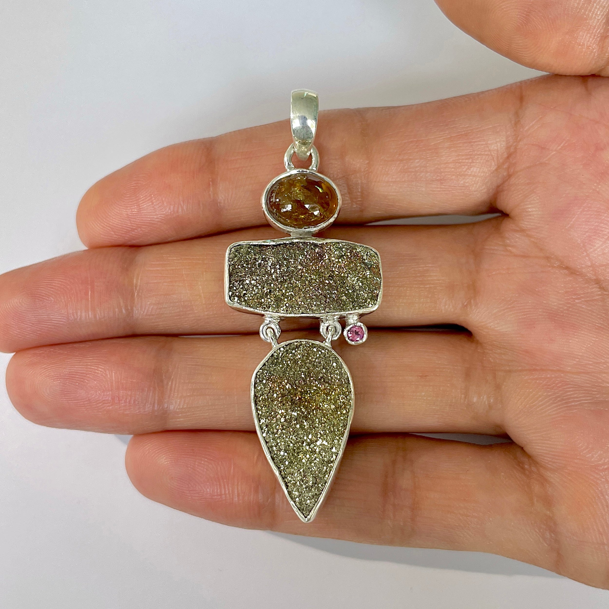 Spectropyrite Druzy Pendant-(SPD-1-27)
