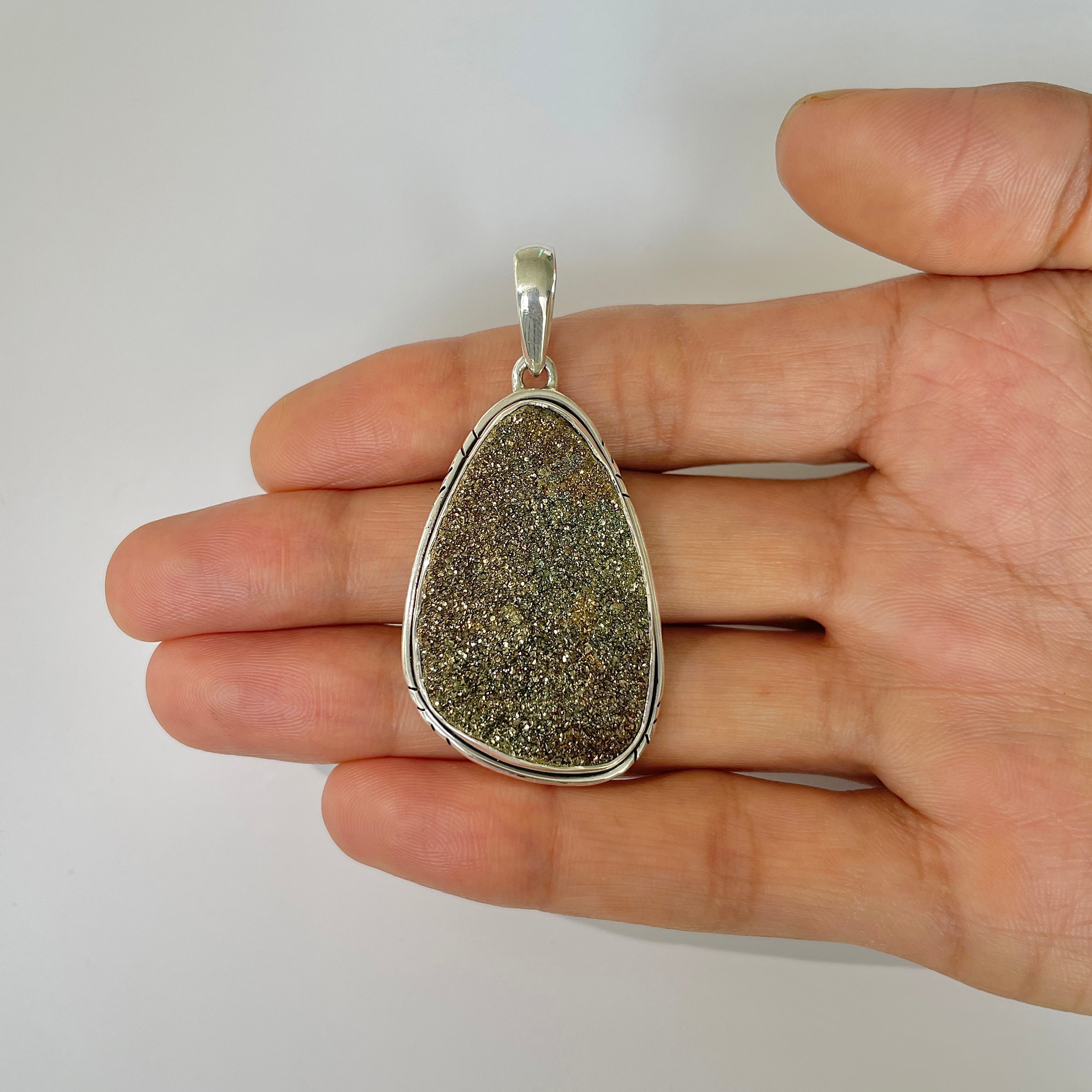 Spectropyrite Druzy Pendant-(SPD-1-28)
