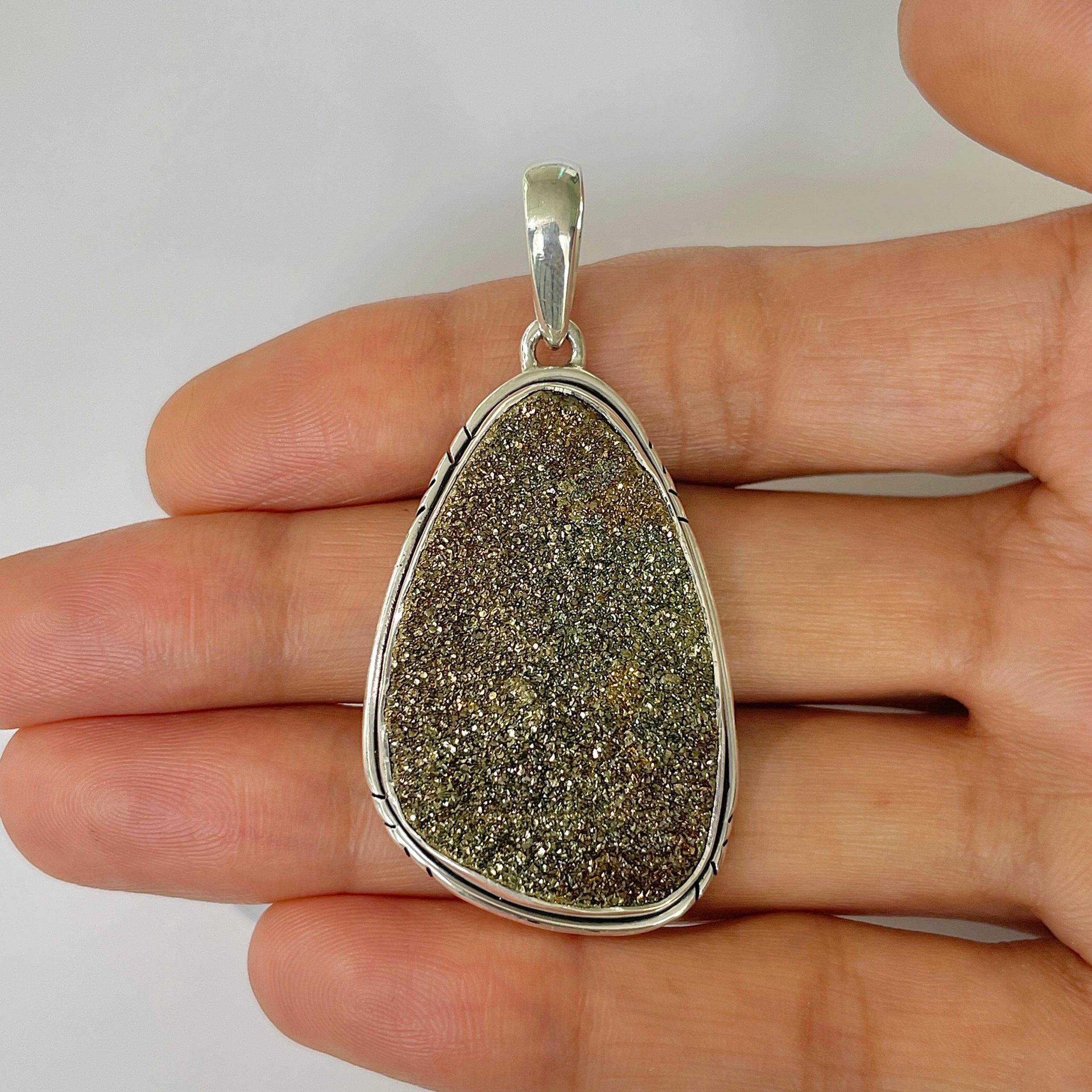 Spectropyrite Druzy Pendant-(SPD-1-28)