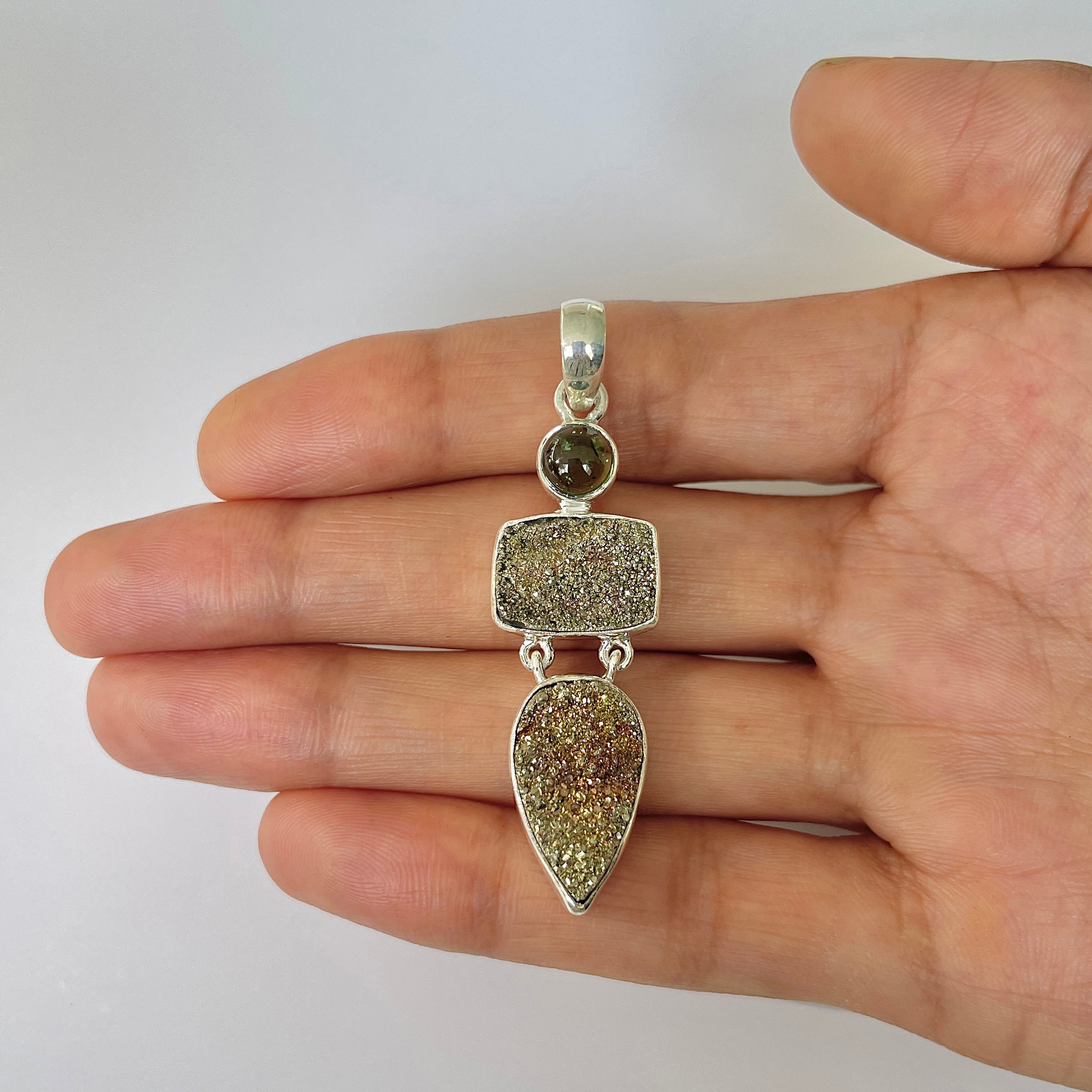 Spectropyrite Druzy Pendant-(SPD-1-30)