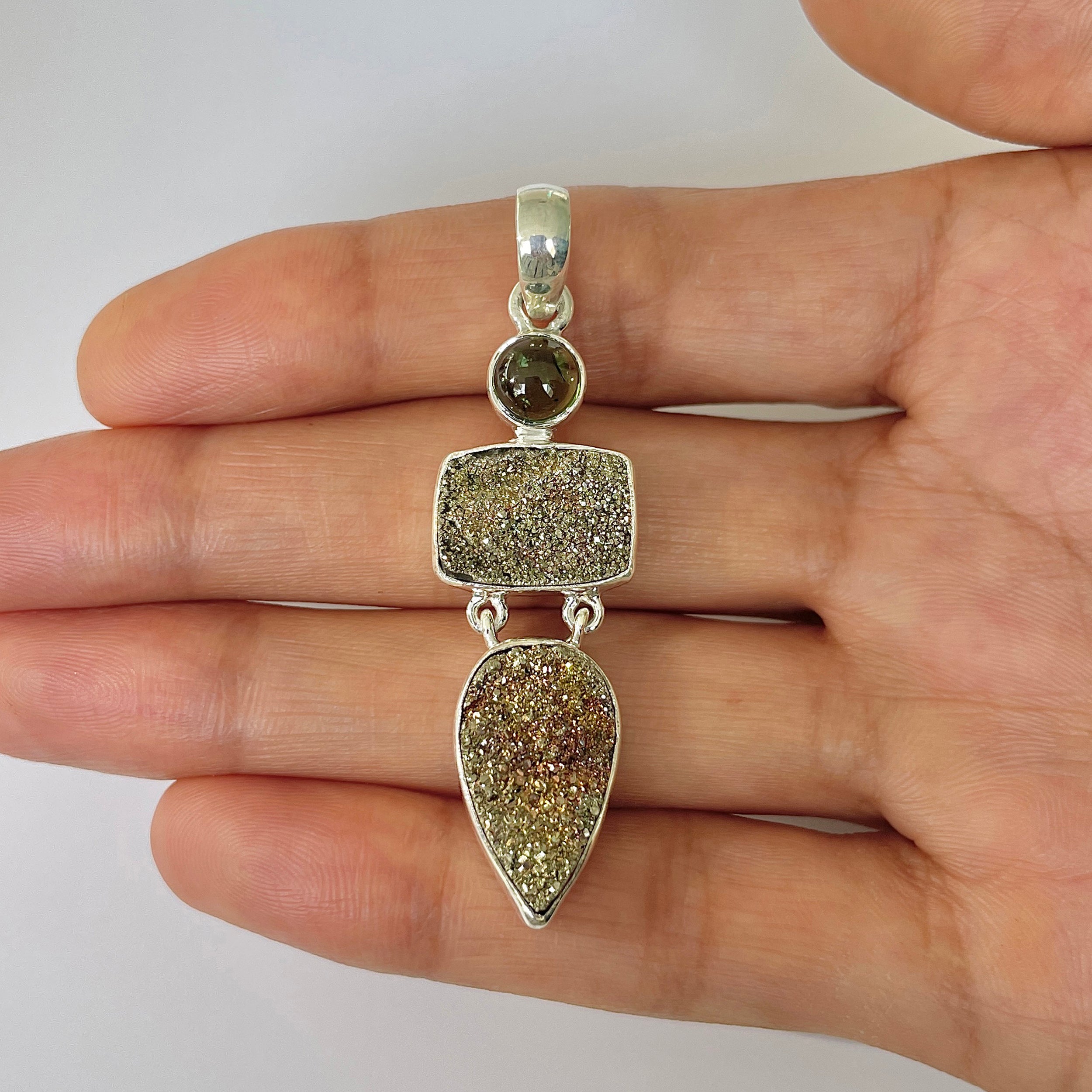 Spectropyrite Druzy Pendant-(SPD-1-30)