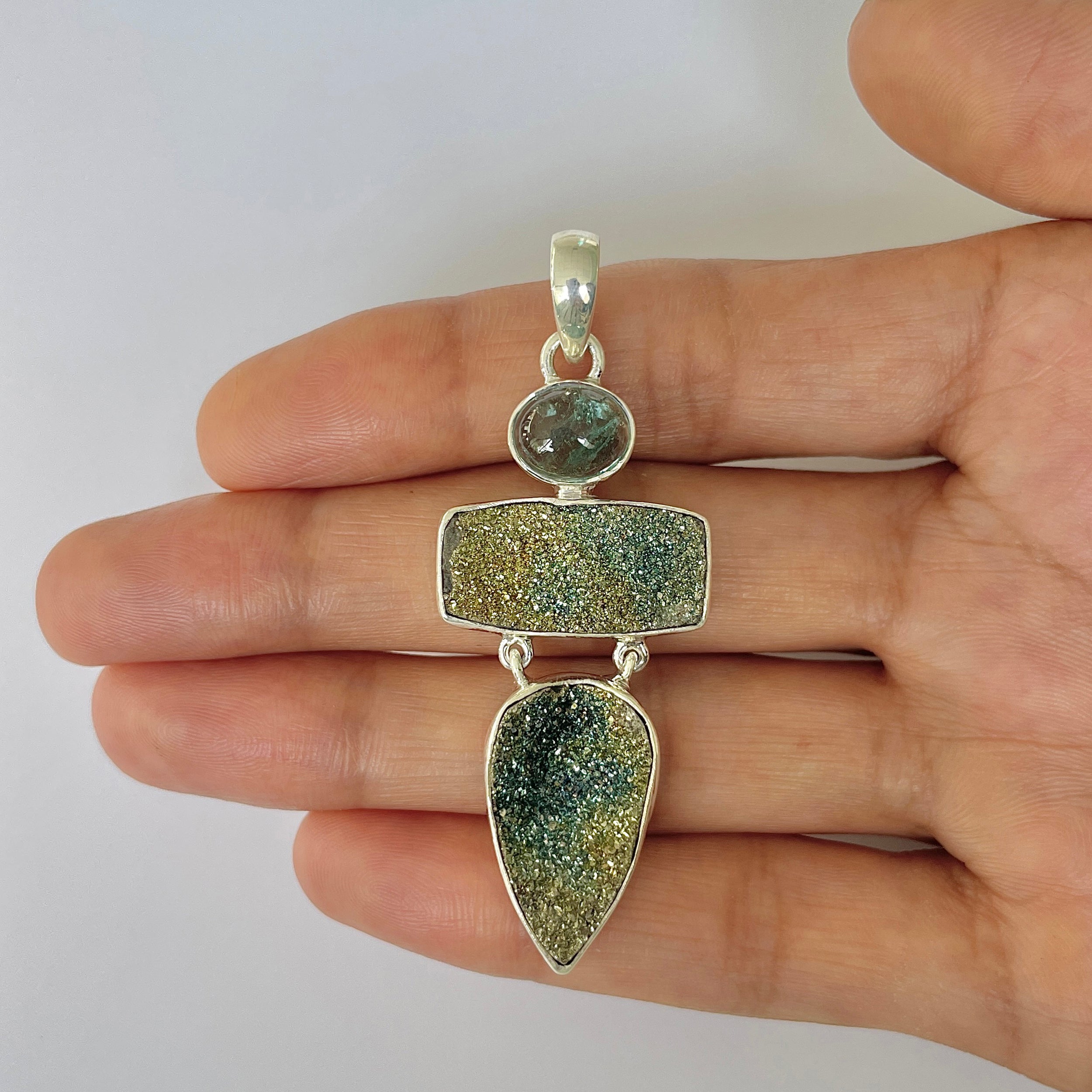 Spectropyrite Druzy Pendant-(SPD-1-31)