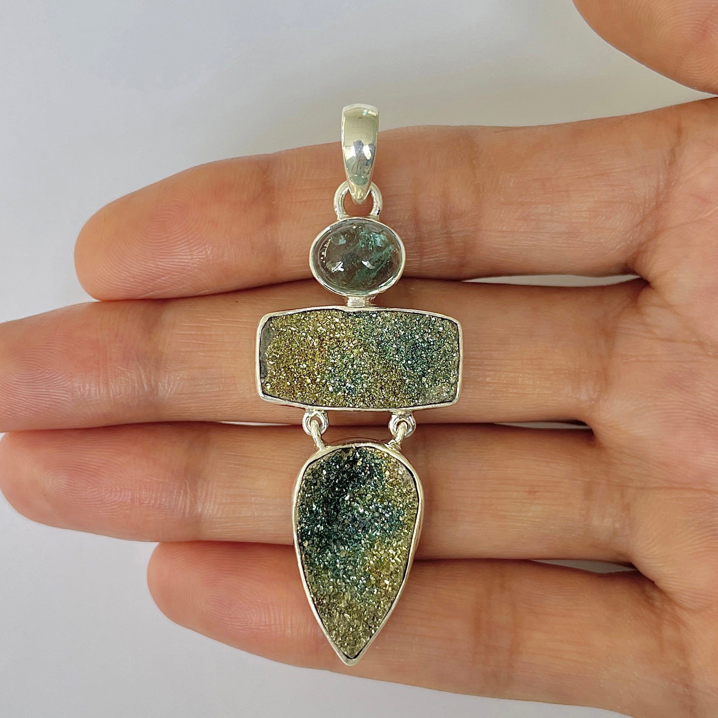 Spectropyrite Druzy Pendant-(SPD-1-31)