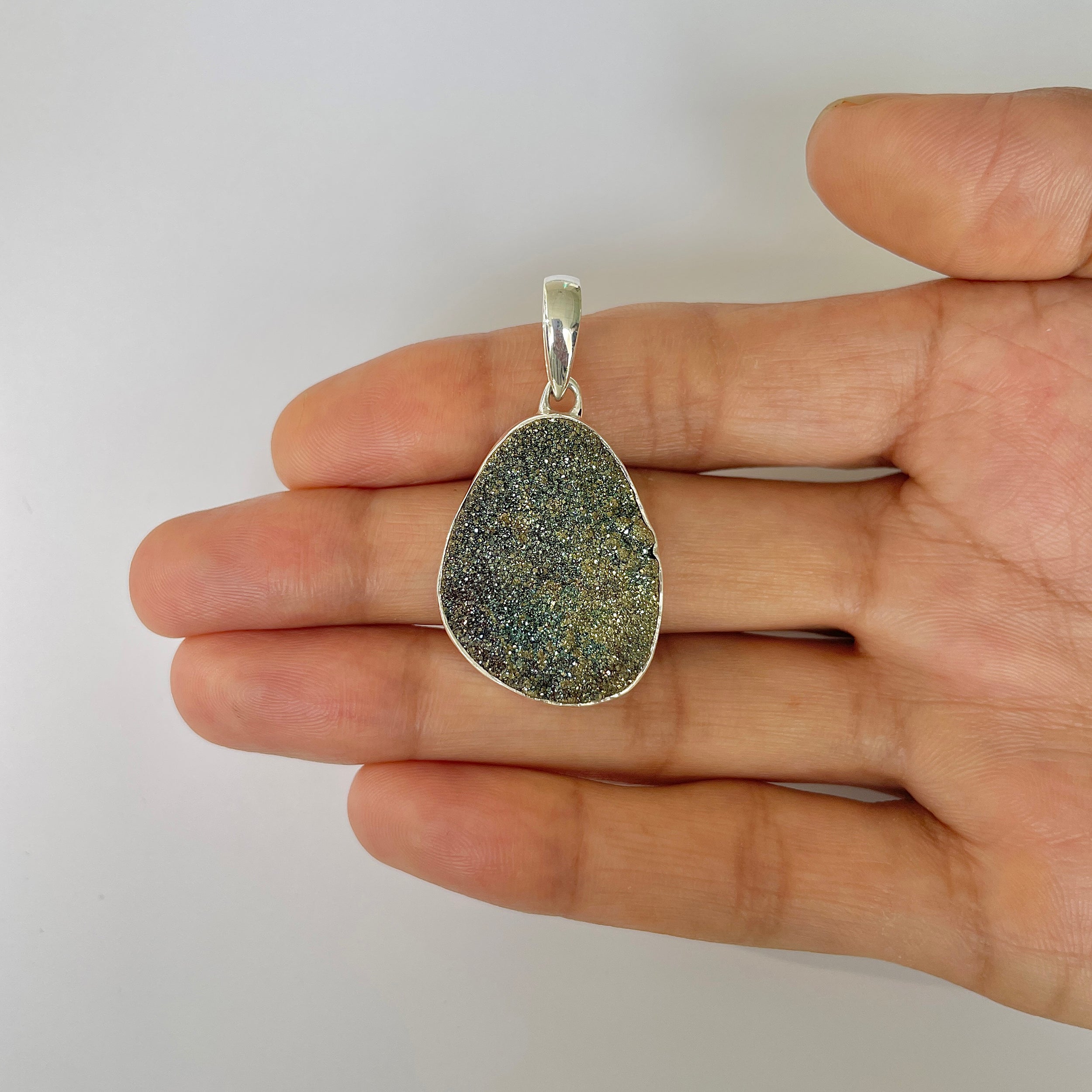 Spectropyrite Druzy Pendant-(SPD-1-34)