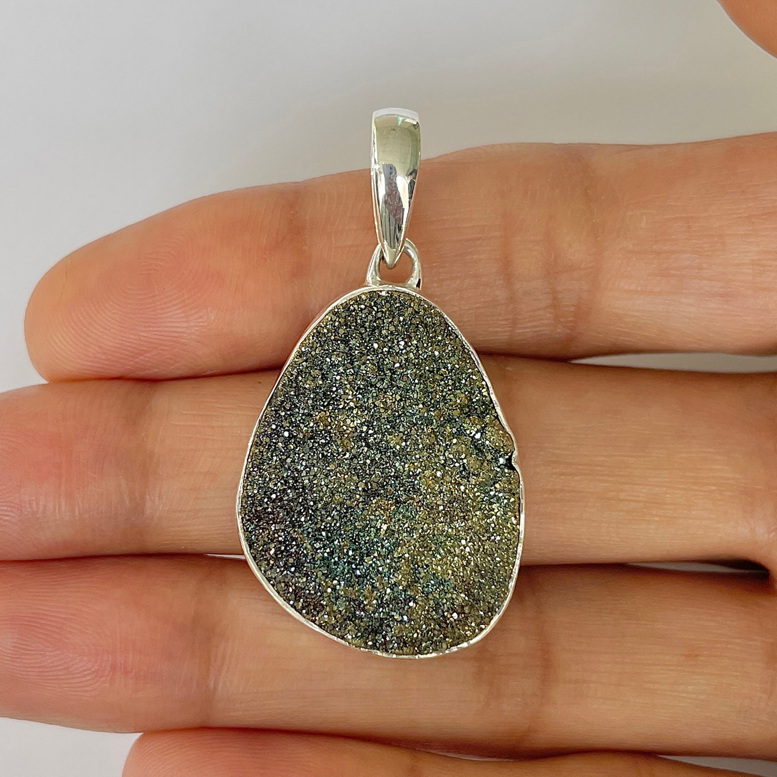 Spectropyrite Druzy Pendant-(SPD-1-34)