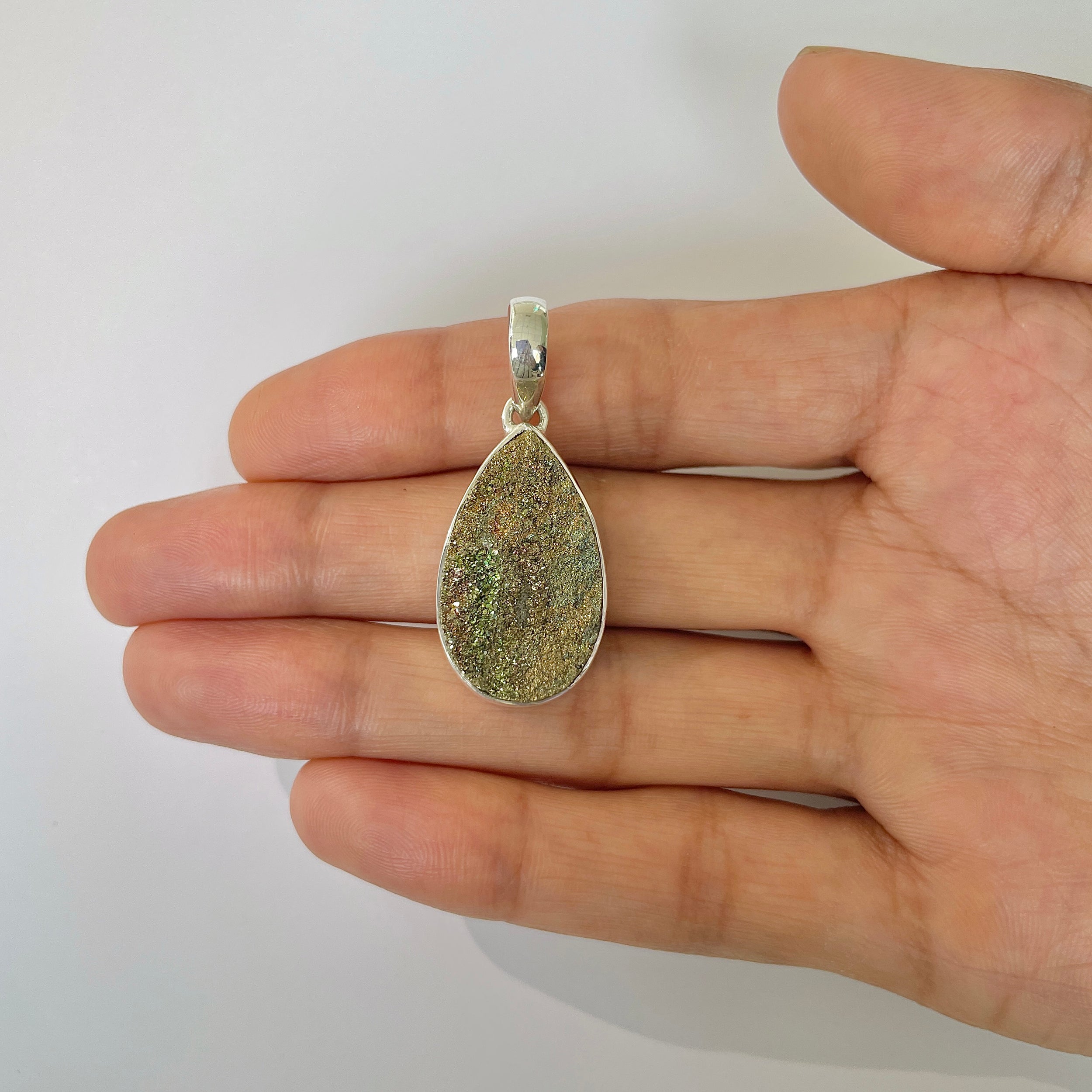 Spectropyrite Druzy Pendant-(SPD-1-35)