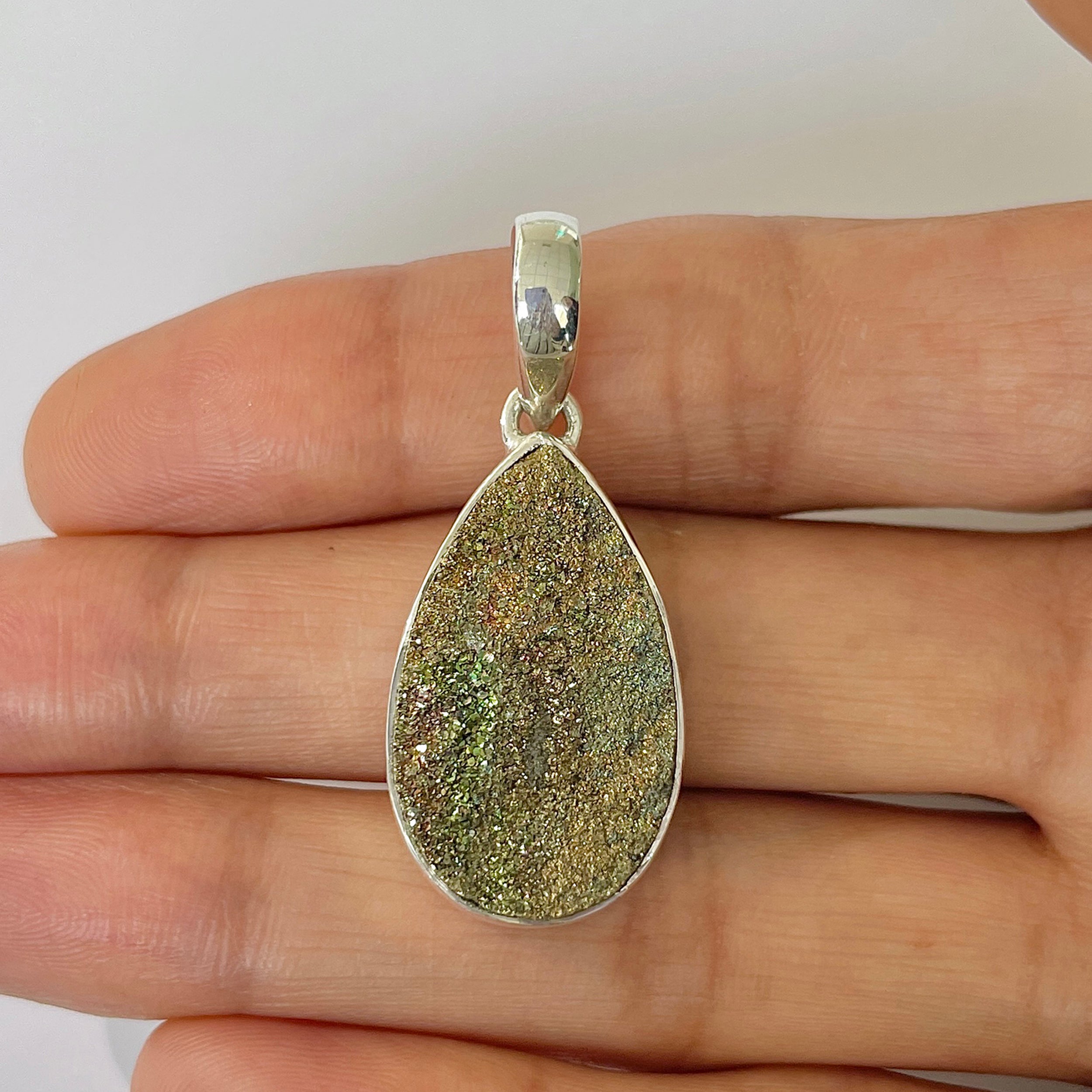 Spectropyrite Druzy Pendant-(SPD-1-35)
