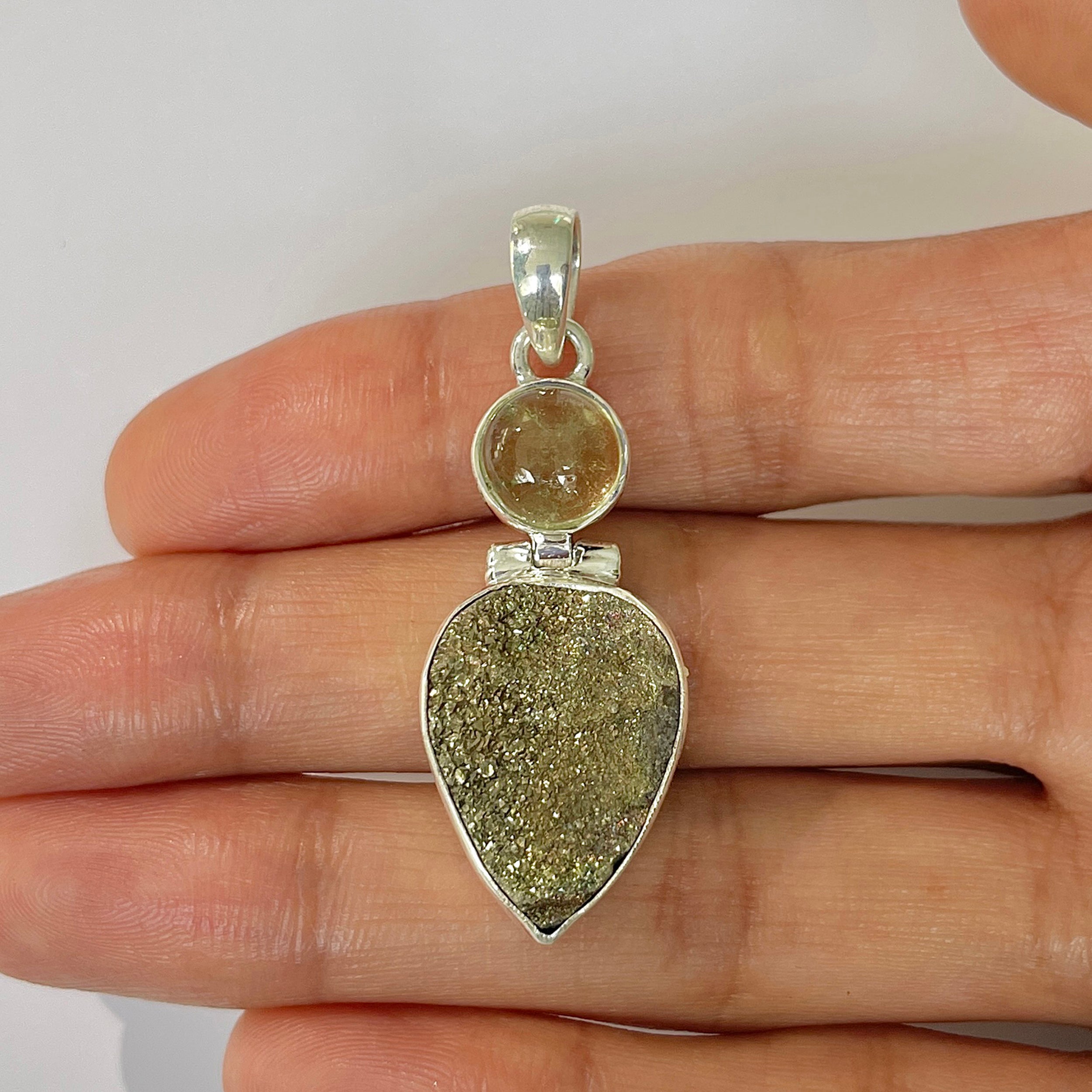 Spectropyrite Druzy Pendant-(SPD-1-37)