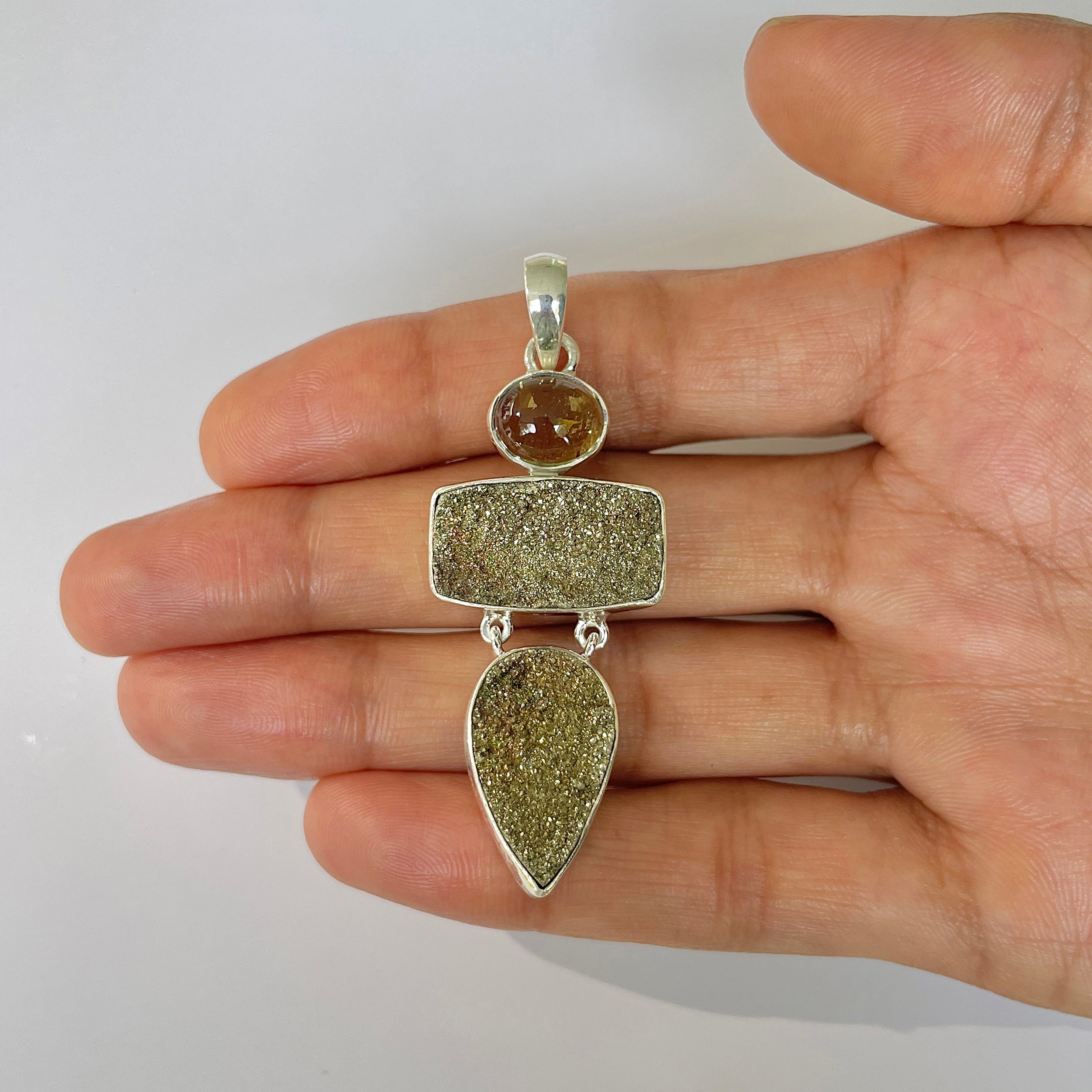 Spectropyrite Druzy Pendant-(SPD-1-38)