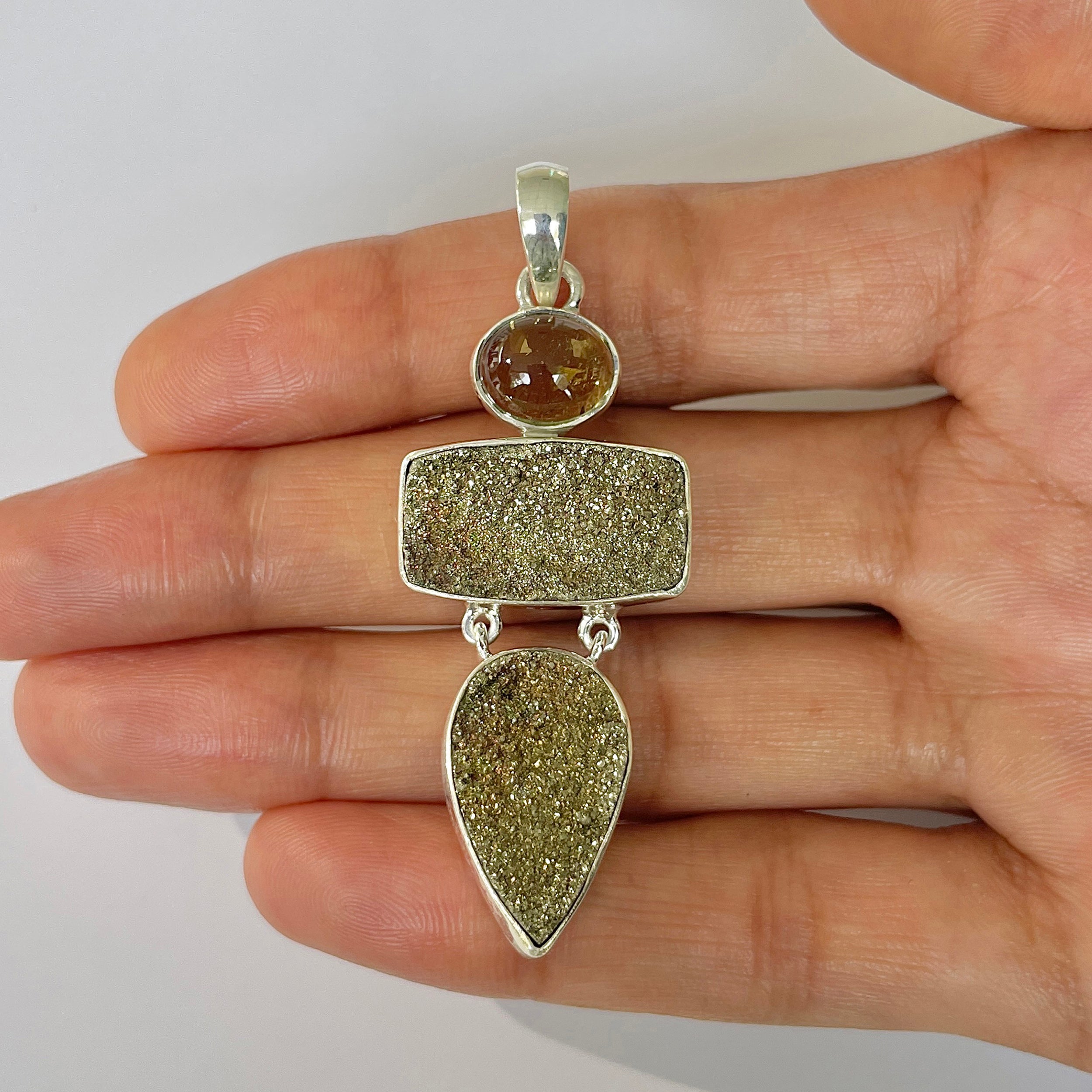 Spectropyrite Druzy Pendant-(SPD-1-38)