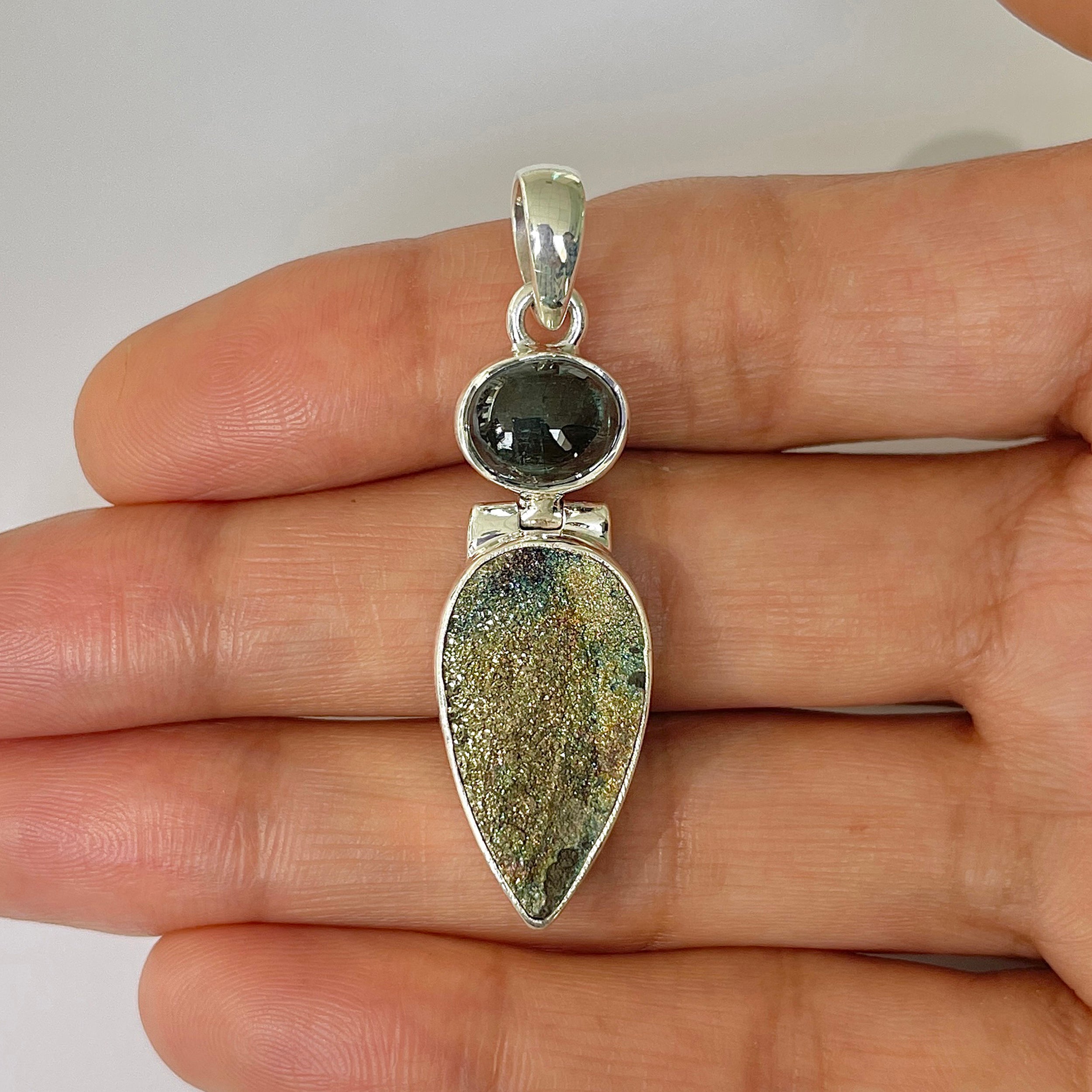 Spectropyrite Druzy Pendant-(SPD-1-39)