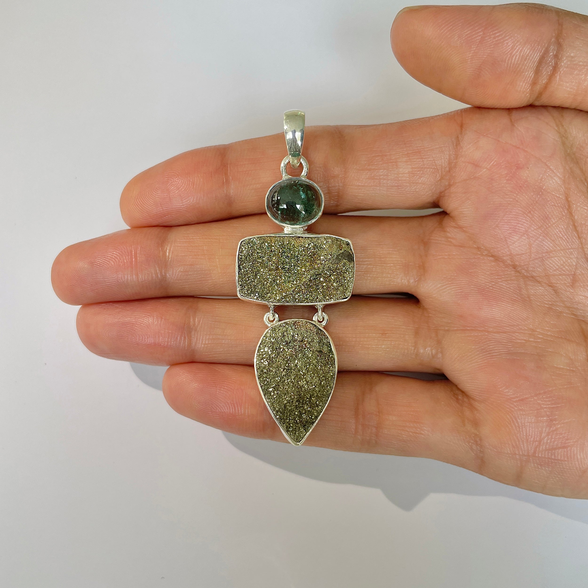 Spectropyrite Druzy Pendant-(SPD-1-40)