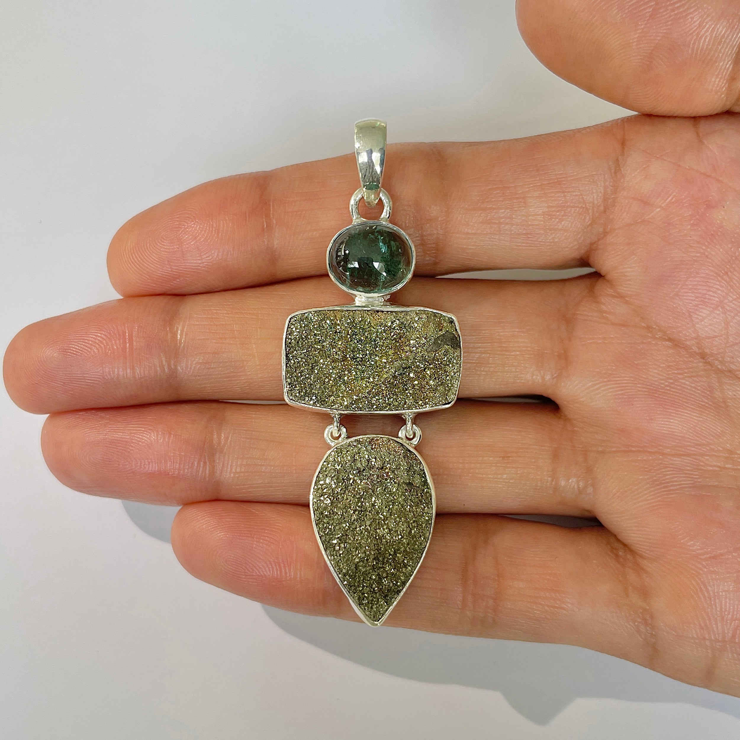Spectropyrite Druzy Pendant-(SPD-1-40)