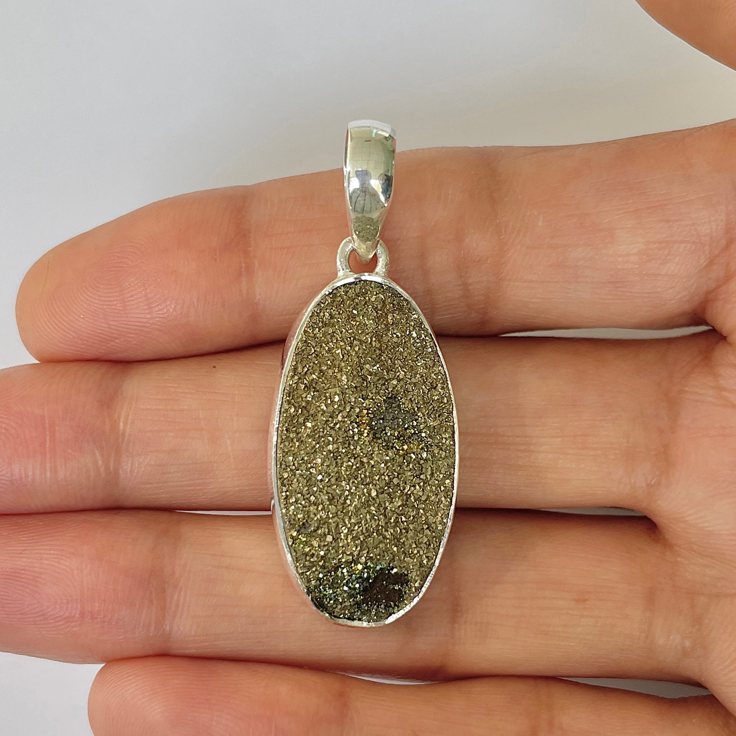 Spectropyrite Druzy Pendant-(SPD-1-44)