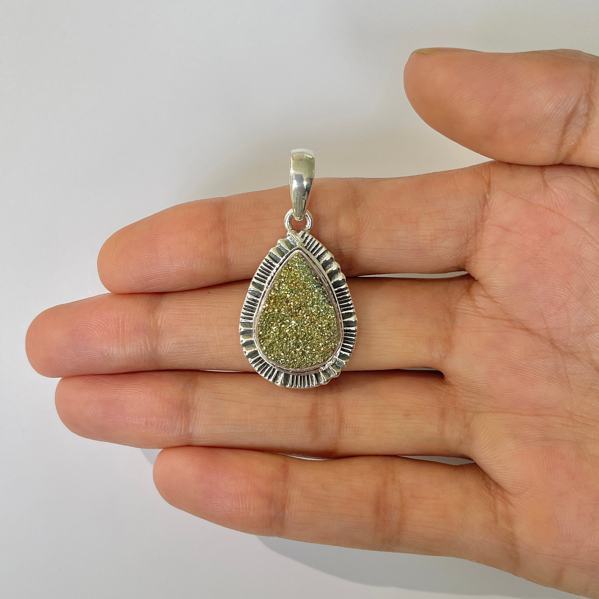 Spectropyrite Druzy Pendant-(SPD-1-45)