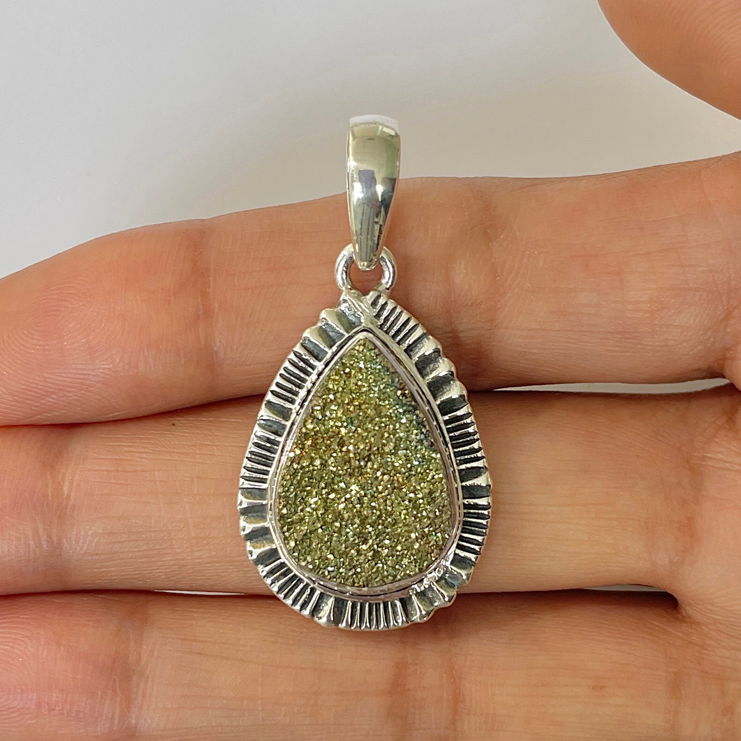 Spectropyrite Druzy Pendant-(SPD-1-45)