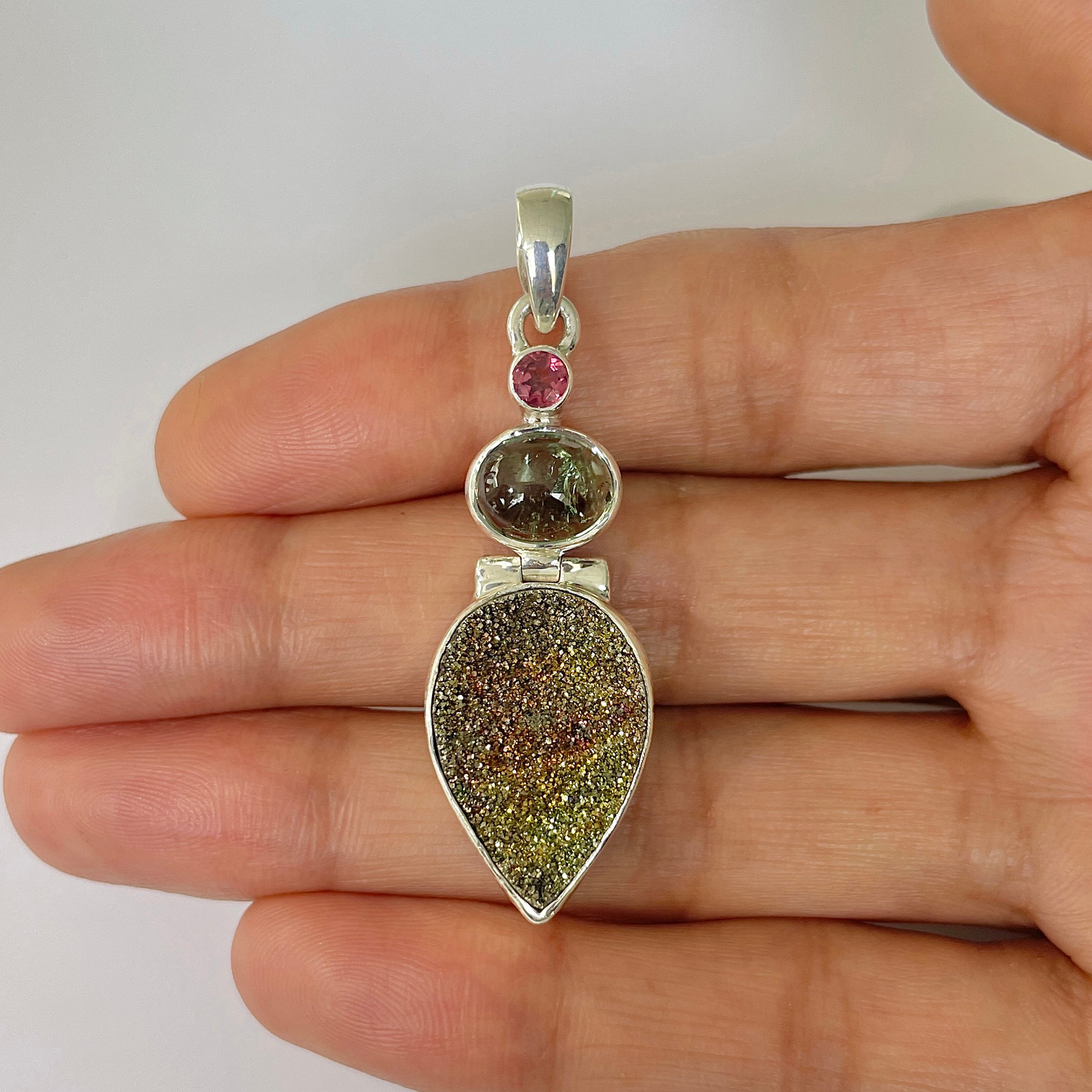 Spectropyrite Druzy Pendant-(SPD-1-46)