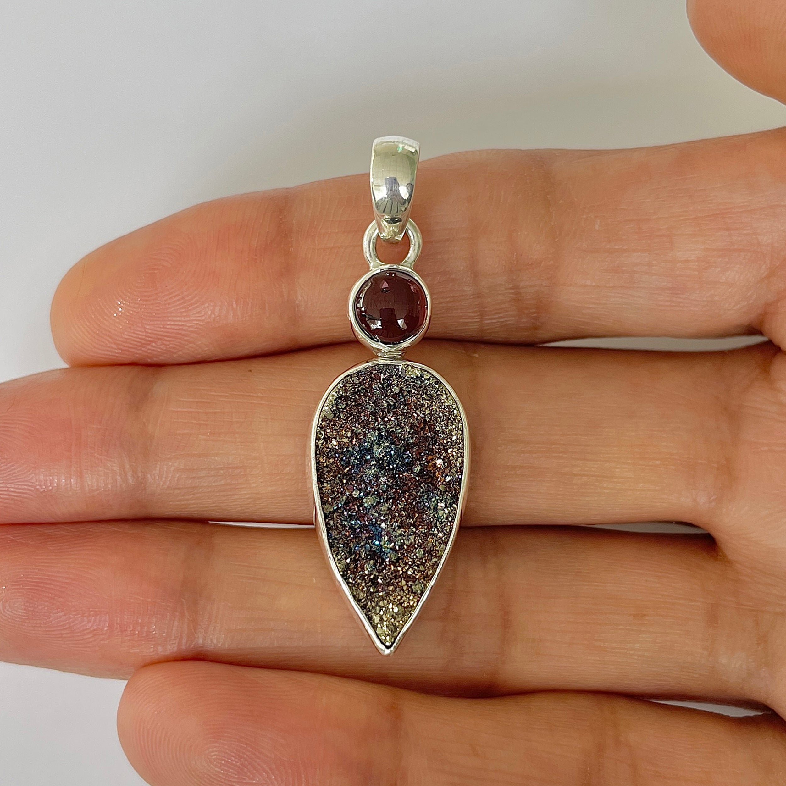Spectropyrite Druzy Pendant-(SPD-1-48)