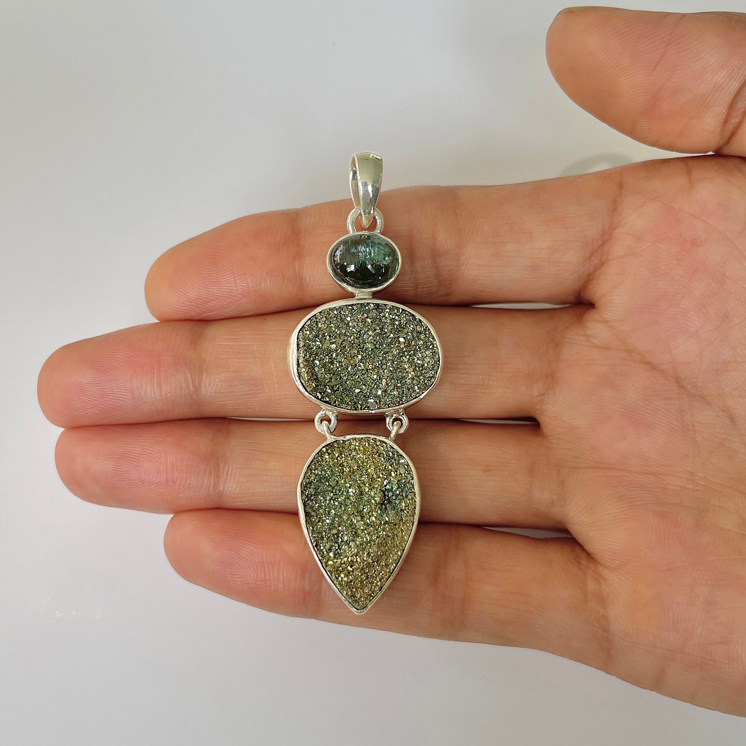 Spectropyrite Druzy Pendant-(SPD-1-49)